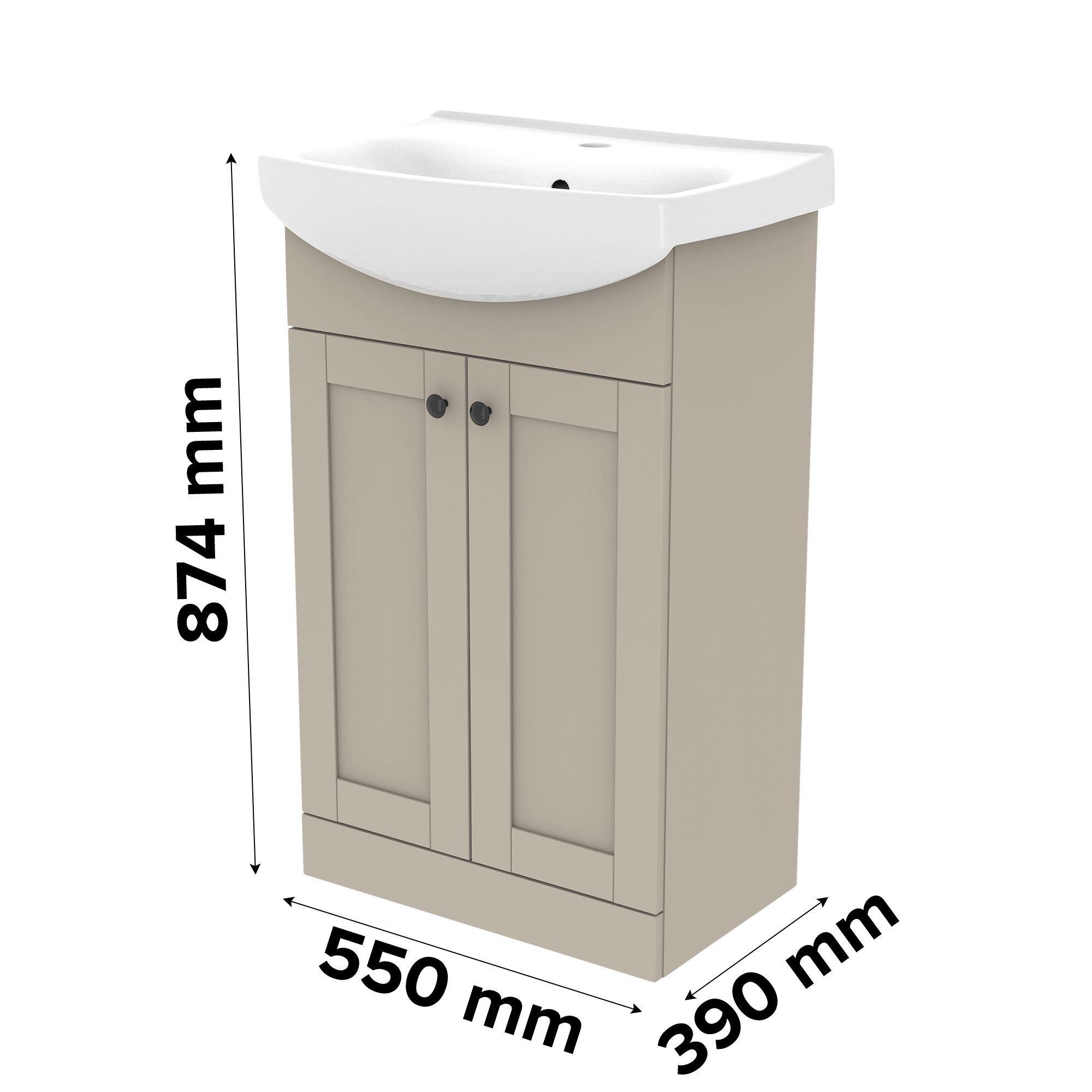 Kalena Matt Pebble Freestanding Vanity unit & basin set (W)550mm (H)874mm