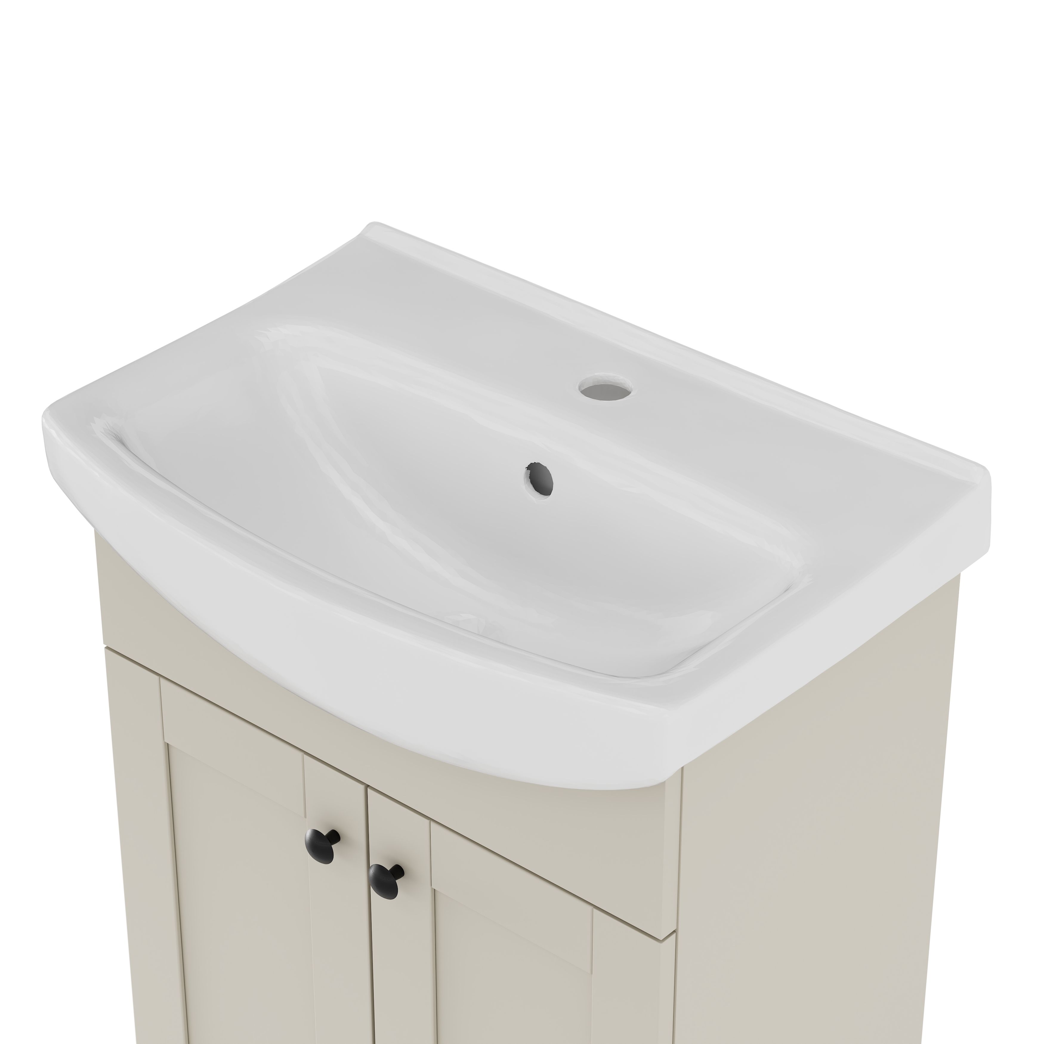 Kalena Matt Pebble Freestanding Vanity unit & basin set (W)550mm (H)874mm