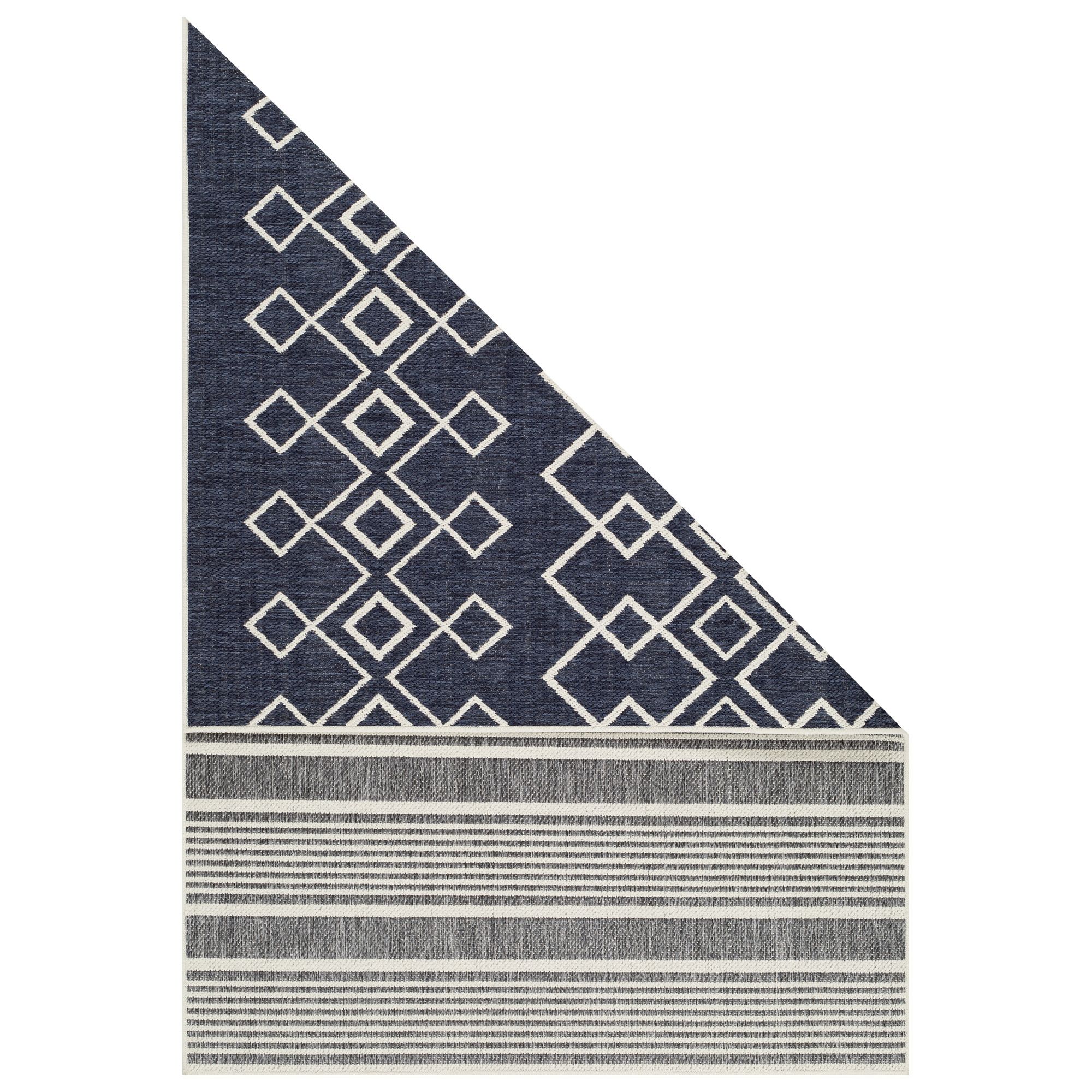 Kayla Grey & white Stripe & diamond Reversible Medium Indoor & outdoor Rug, (L)170cm x (W)120cm