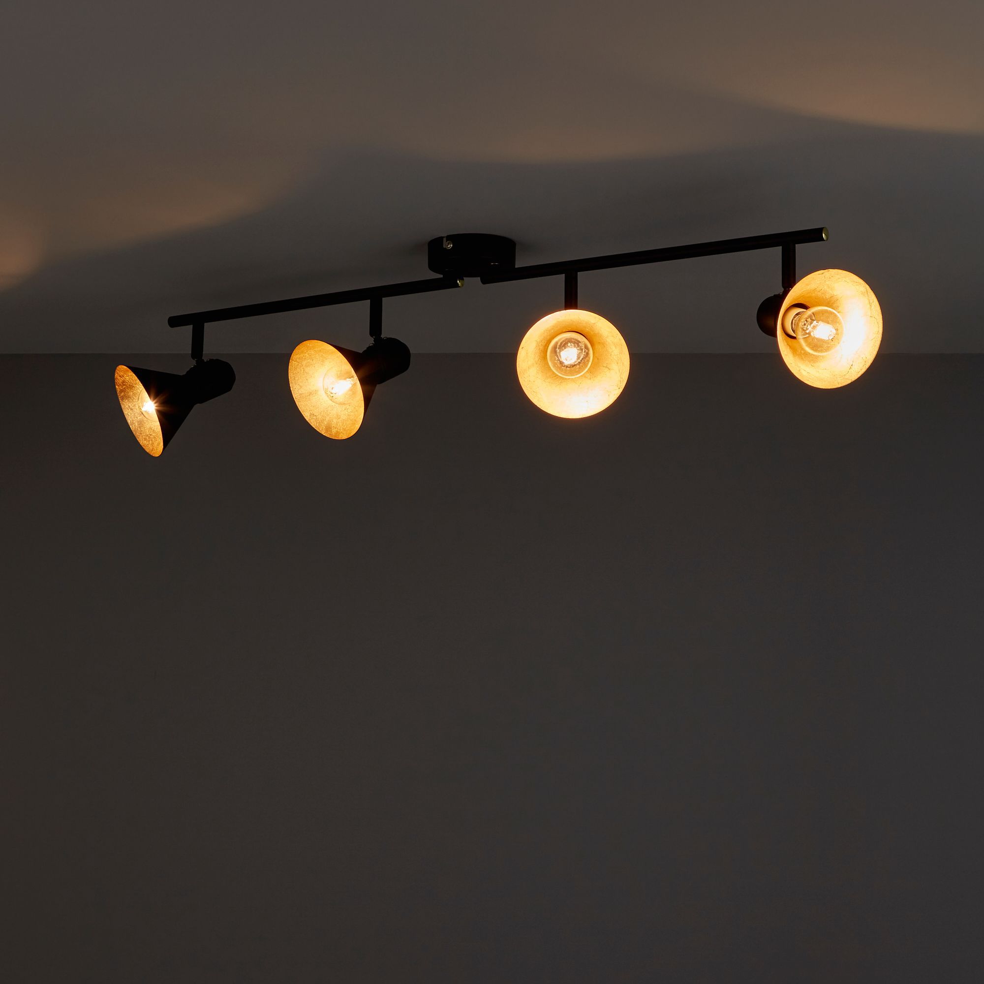 Kedros Matt Black Gold effect 4 Light Spotlight