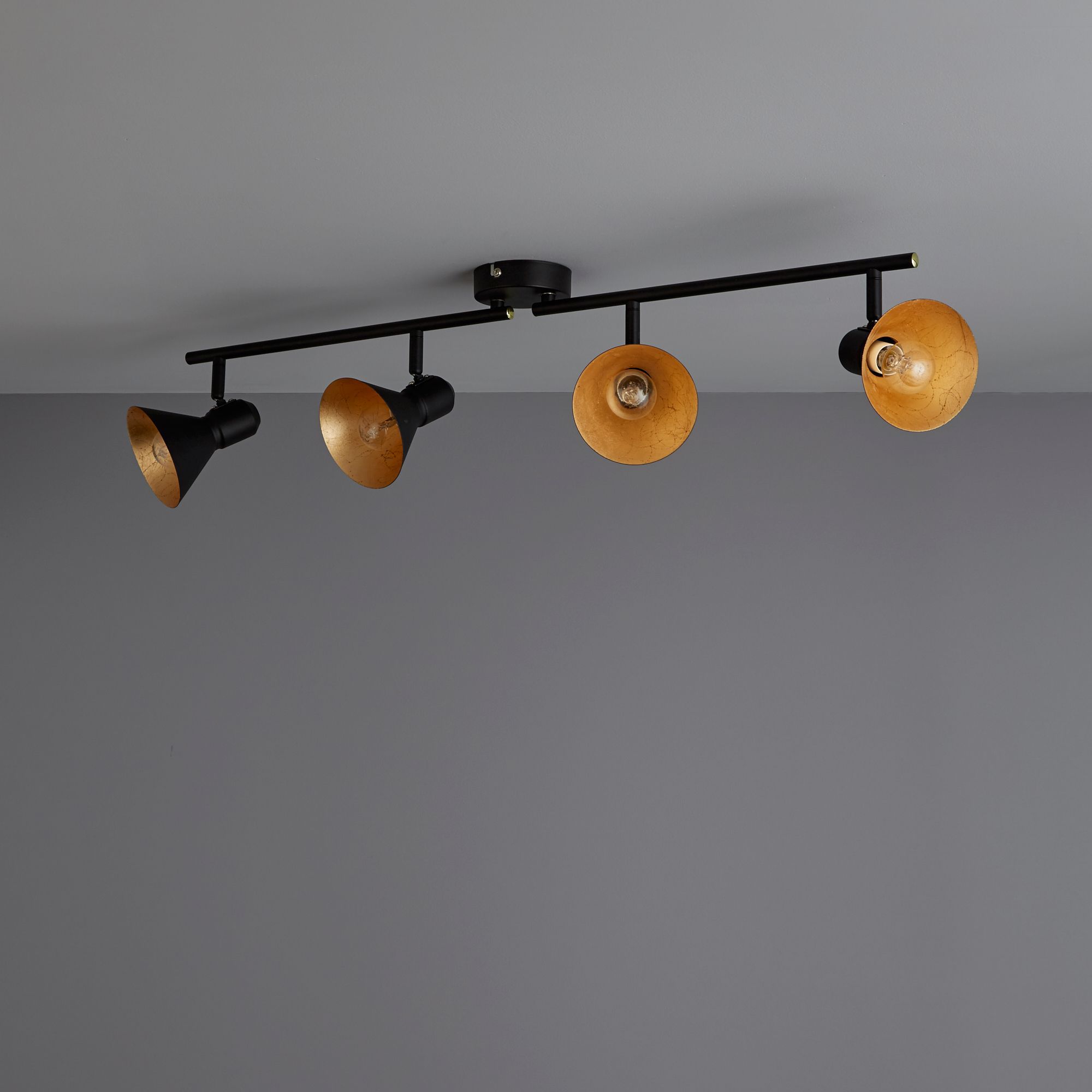 Kedros Matt Black Gold effect 4 Light Spotlight