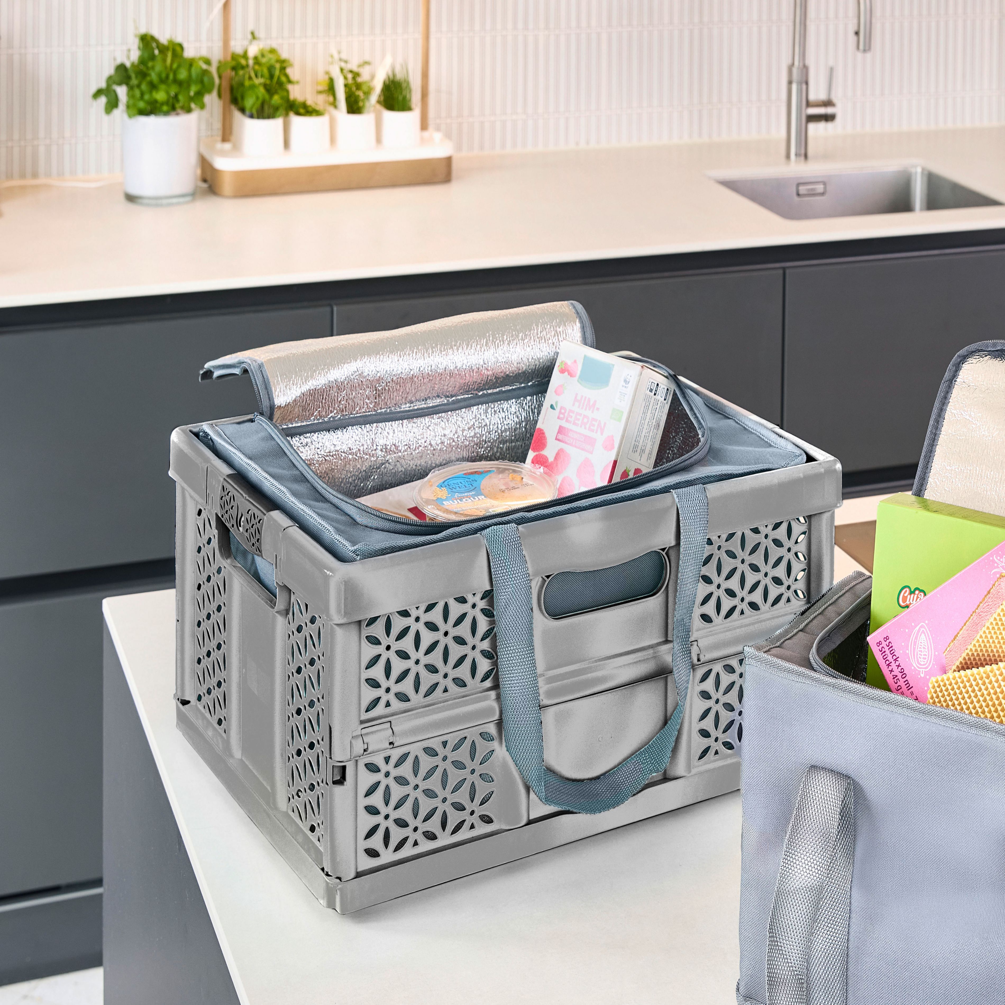Keeeper Lea Grey Foldable Storage crate (H)23.5cm (W)35cm