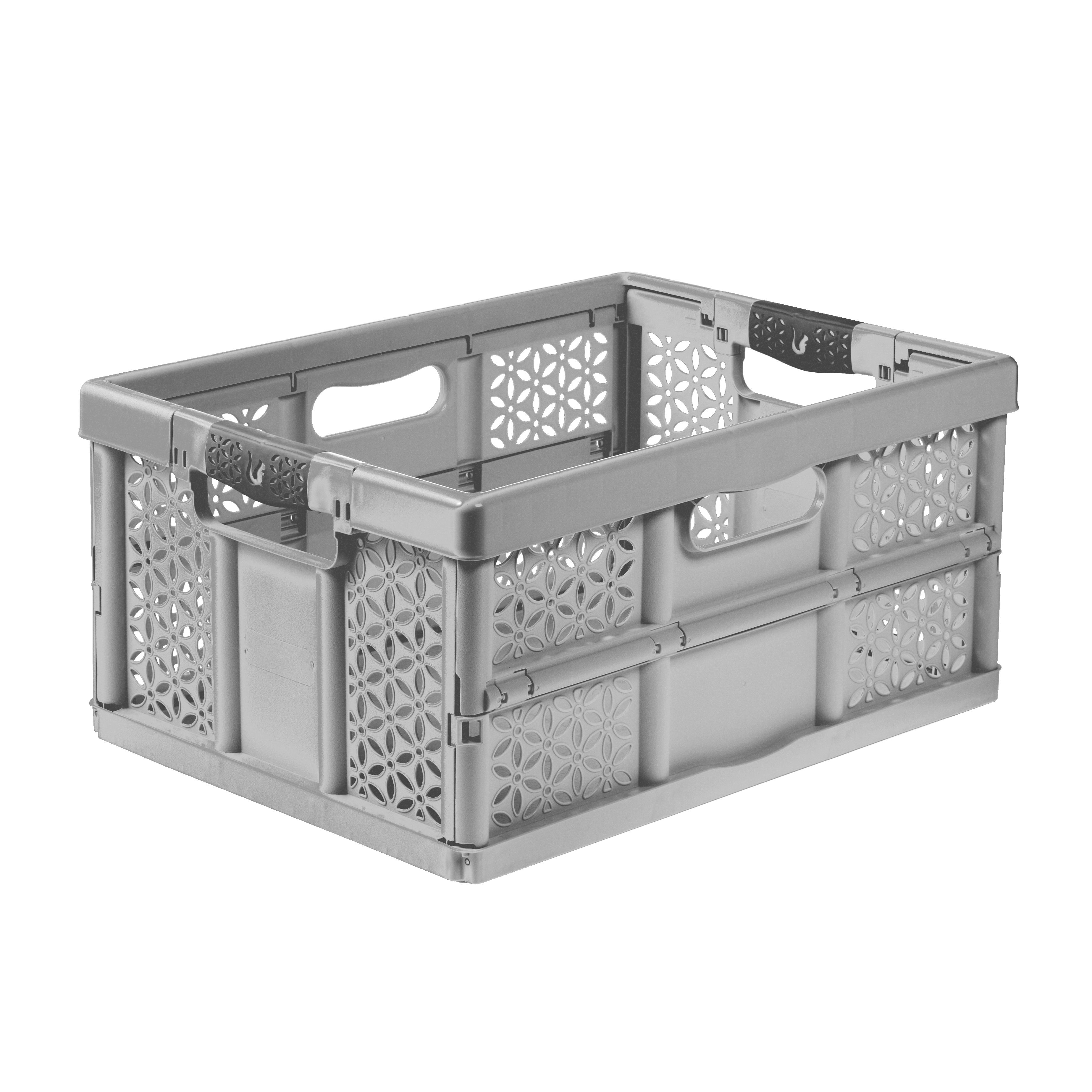 Keeeper Lea Grey Foldable Storage crate (H)23.5cm (W)35cm