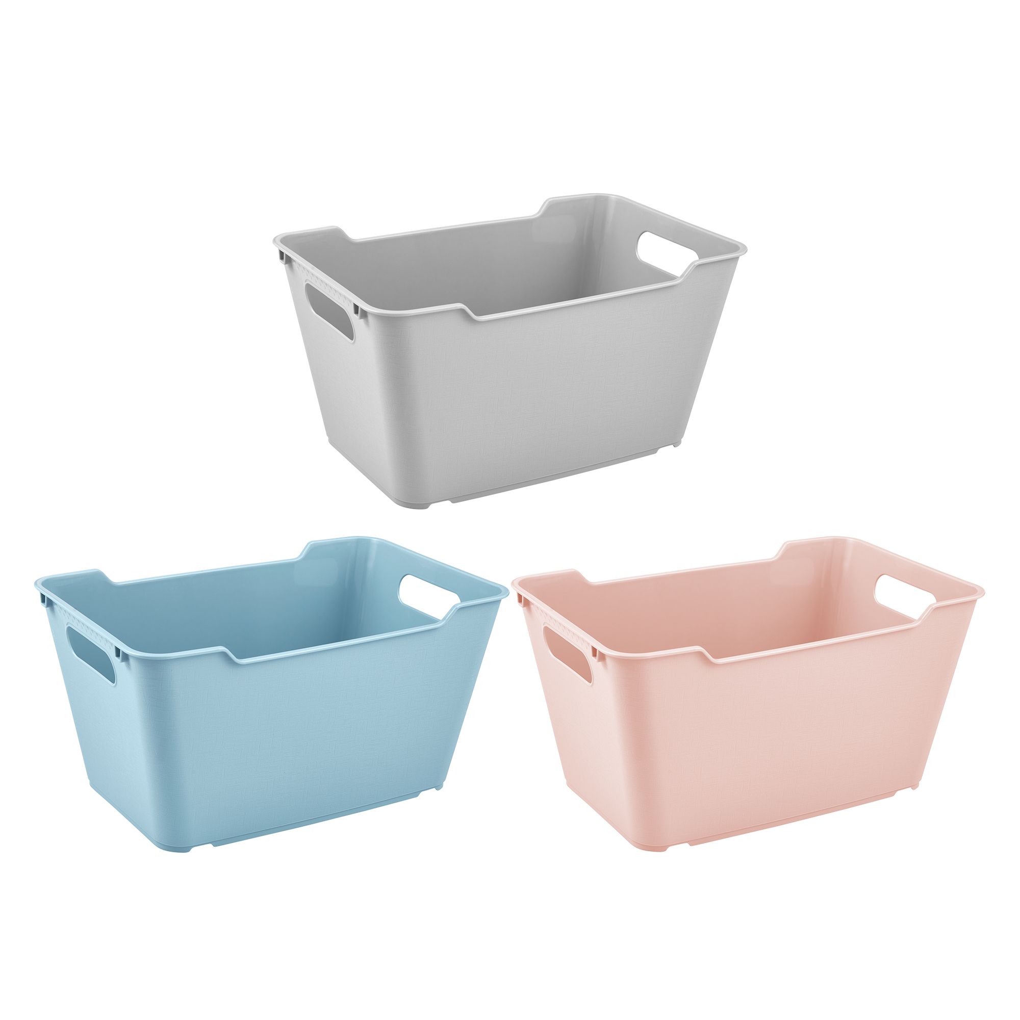 Keeeper Lotta Pink, blue & grey Plastic Small Stackable Storage basket ...