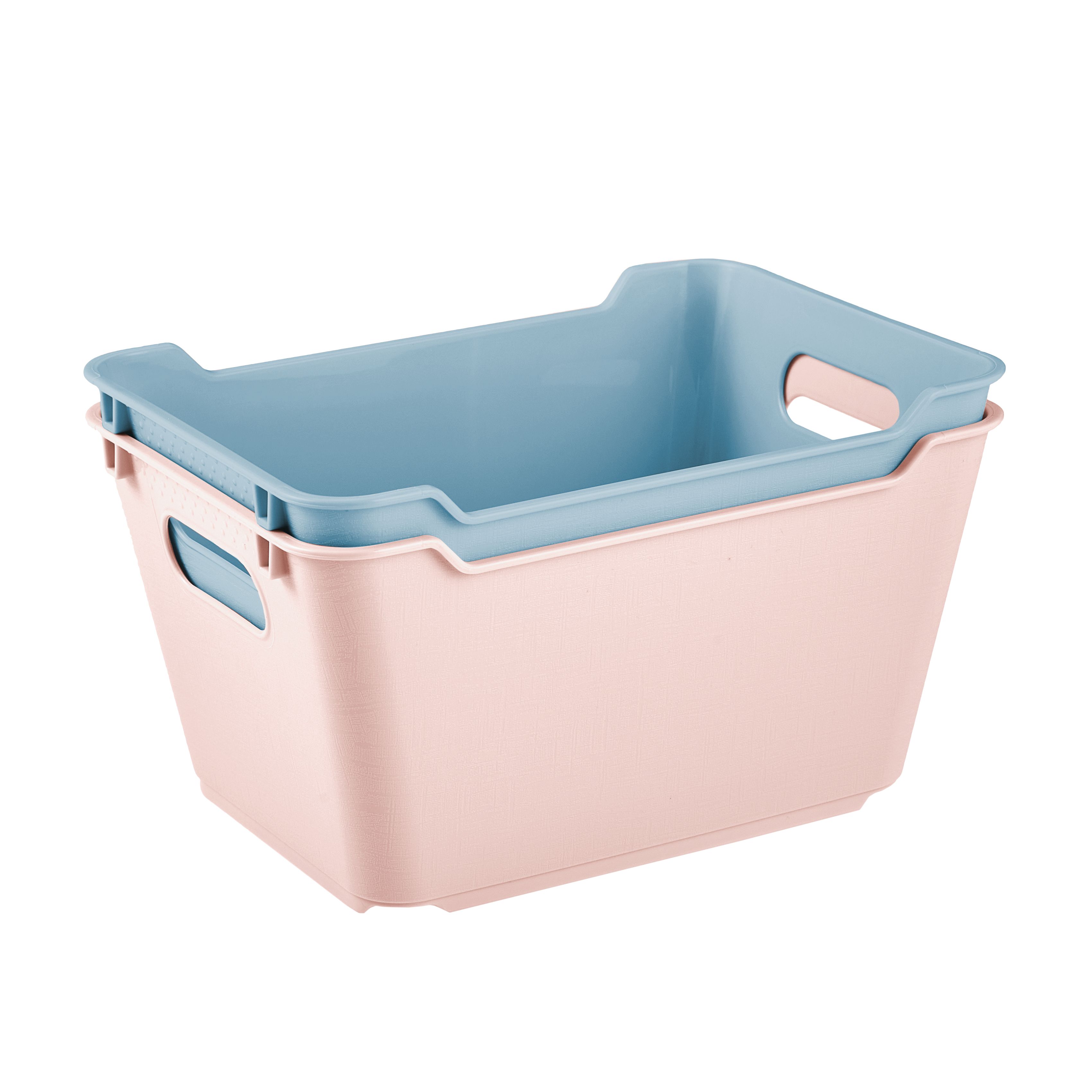 Keeeper Lotta Pink & blue Plastic Narrow Stackable Storage basket (H ...