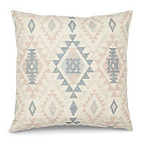 Kelim Geometric Blue & blush pink Cushion