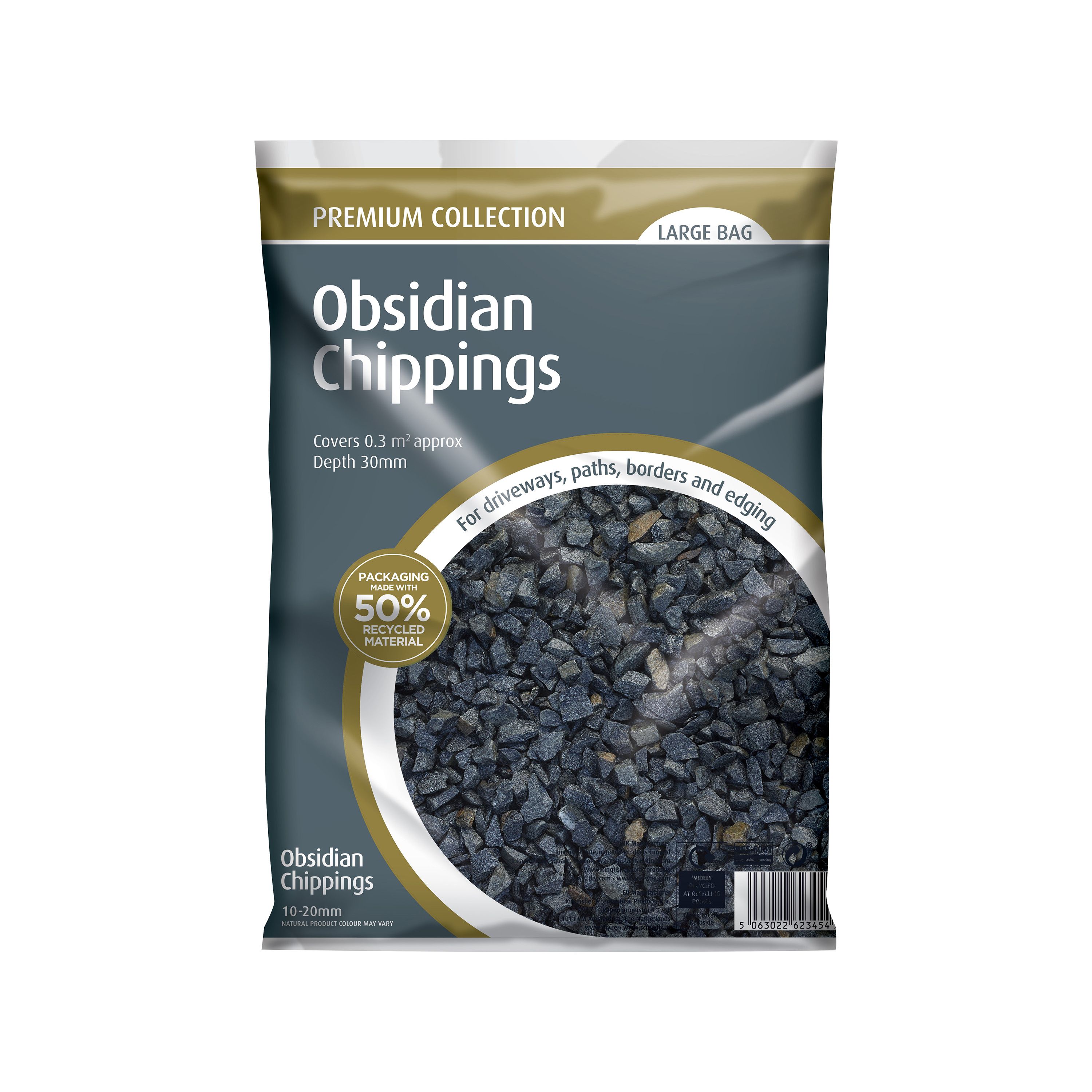 Kelkay Obsidian 10-30mm Stone Decorative chippings, Large Bag, 0.4m²
