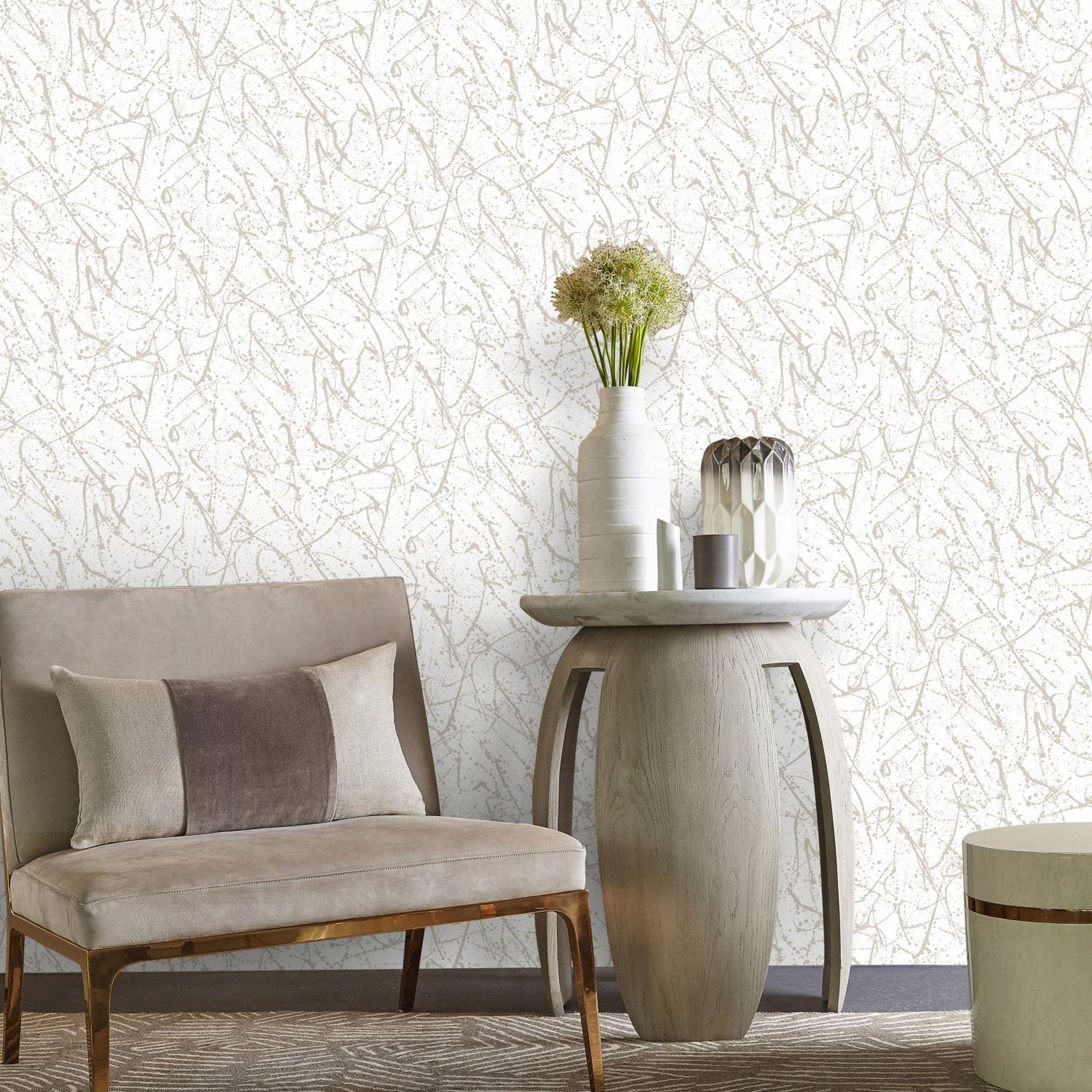 Kelly Hoppen Metallic effect Paint splatter Smooth Wallpaper