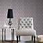 Kelly Hoppen Pale grey Geometric Shimmer effect Wallpaper