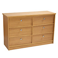 Kendal Matt oak effect 6 Drawer Chest of drawers (H)770mm (W)1200mm (D)400mm