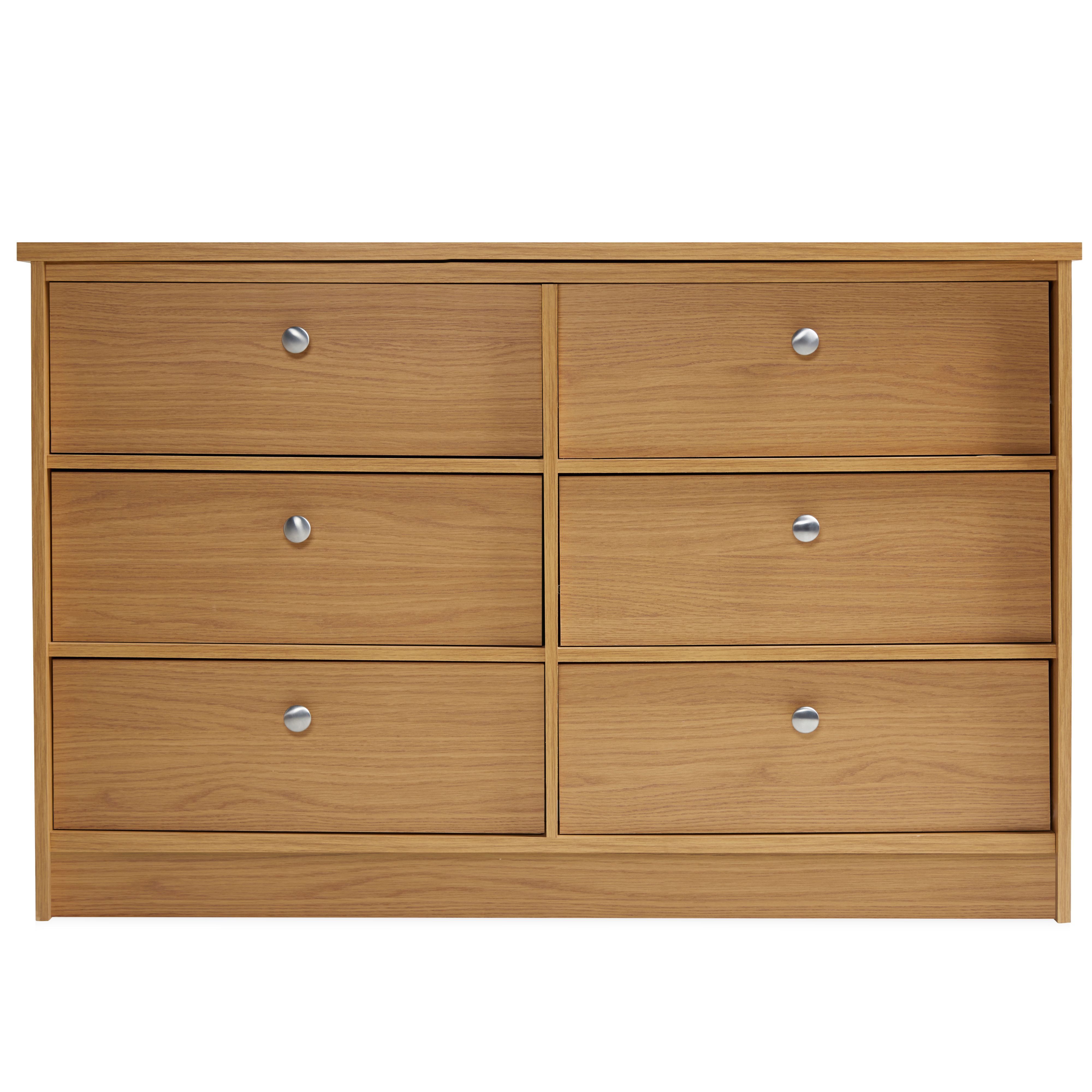 Kendal Matt oak effect 6 Drawer Chest of drawers (H)770mm (W)1200mm (D)400mm