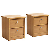 Kendal Oak effect 2 Drawer Bedside chest (H)560mm (W)480mm (D)400mm