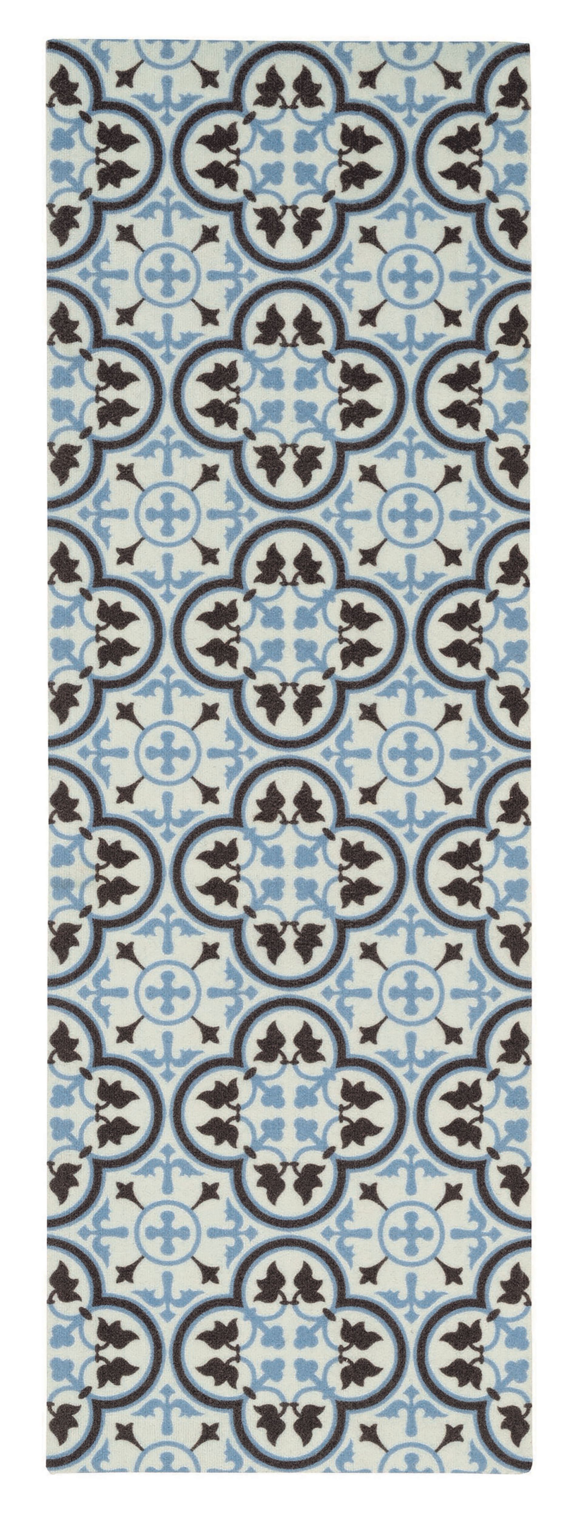 Kensington Blue Tile design Heavy duty Mat, 150cm x 50cm | DIY at B&Q