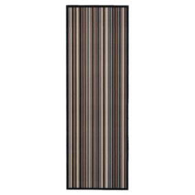 Kensington Grey Striped Heavy duty Mat, 150cm x 50cm