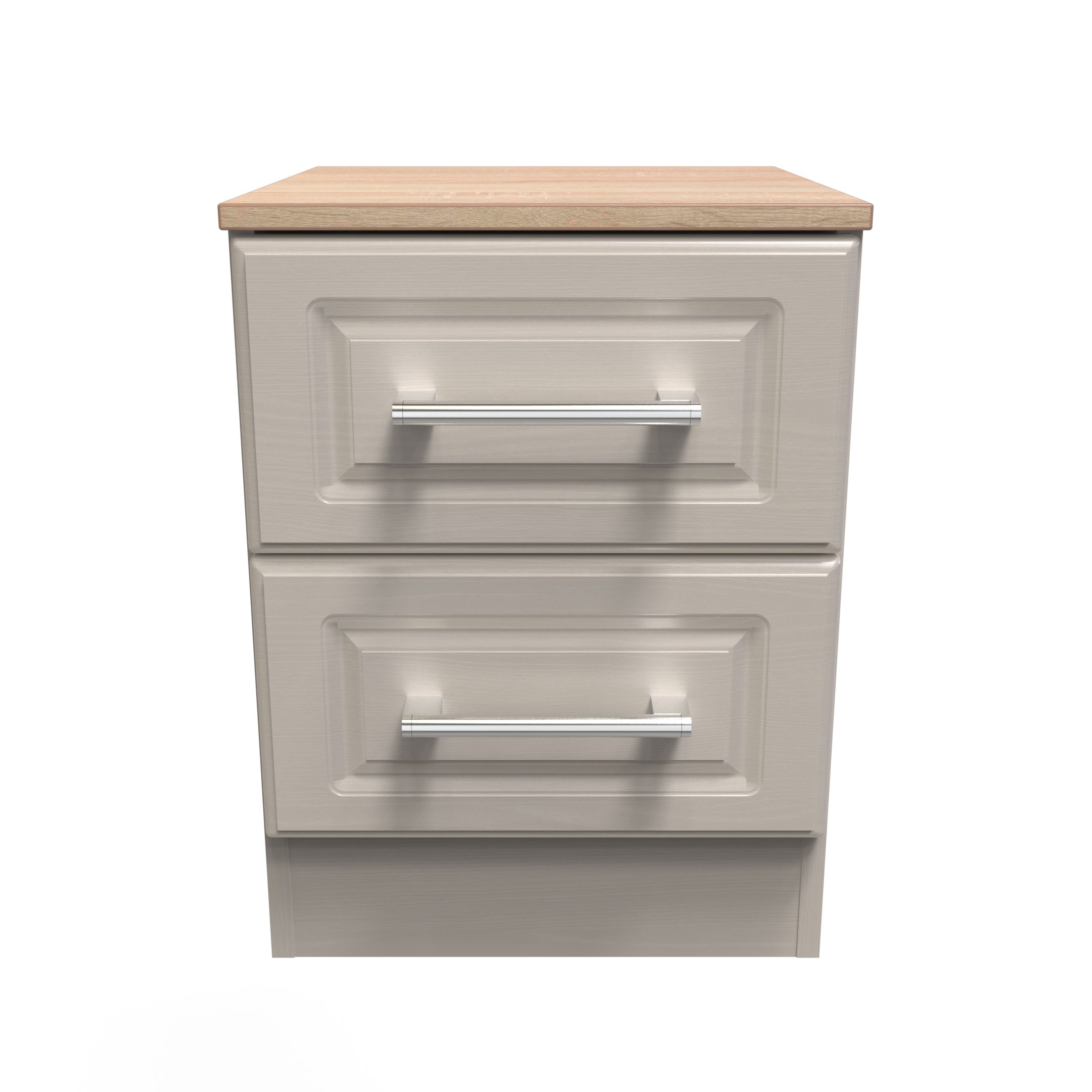 Kent Ready assembled Matt beige light oak effect 2 Drawer Bedside chest (H)505mm (W)395mm (D)415mm