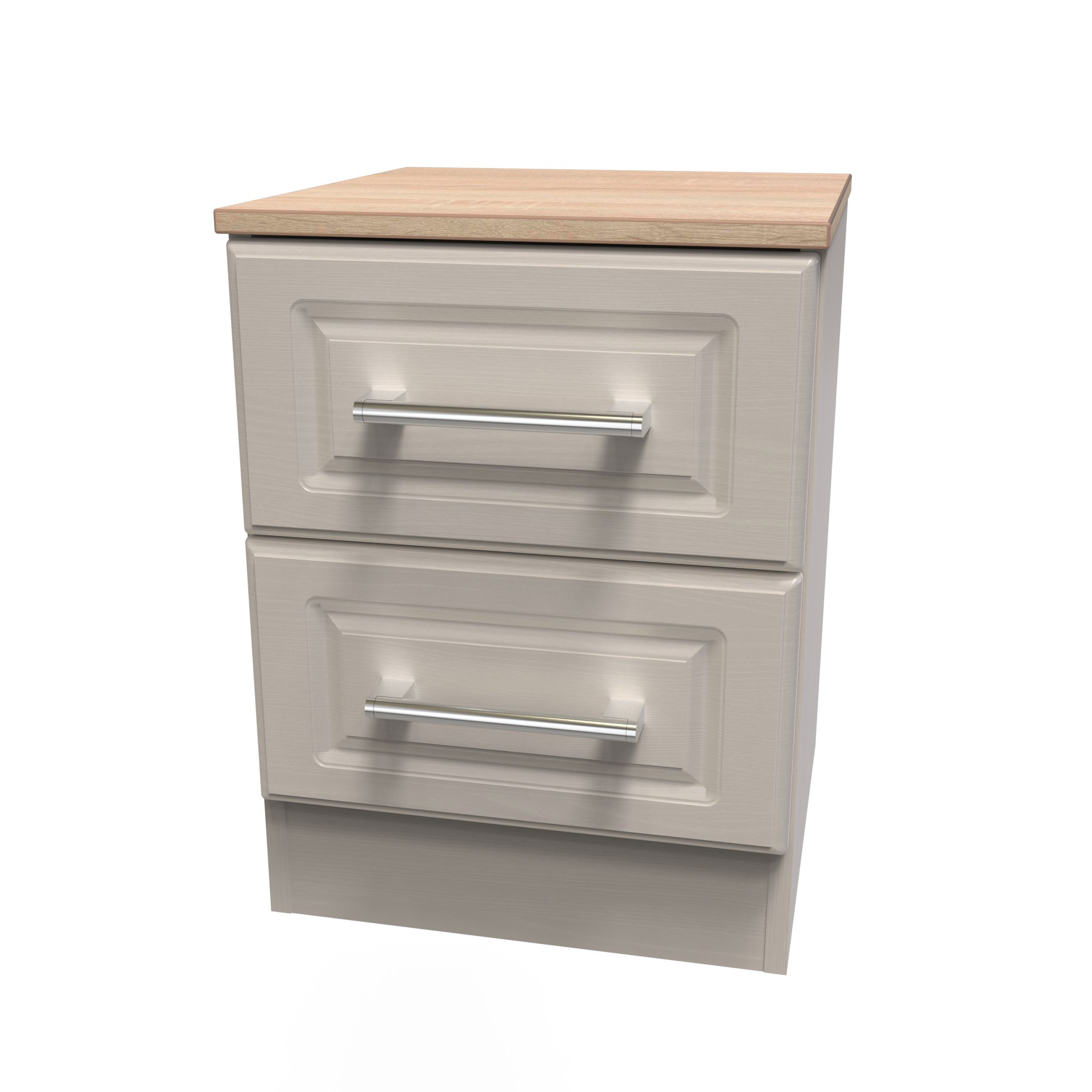 Kent Ready assembled Matt beige light oak effect 2 Drawer Bedside chest (H)505mm (W)395mm (D)415mm