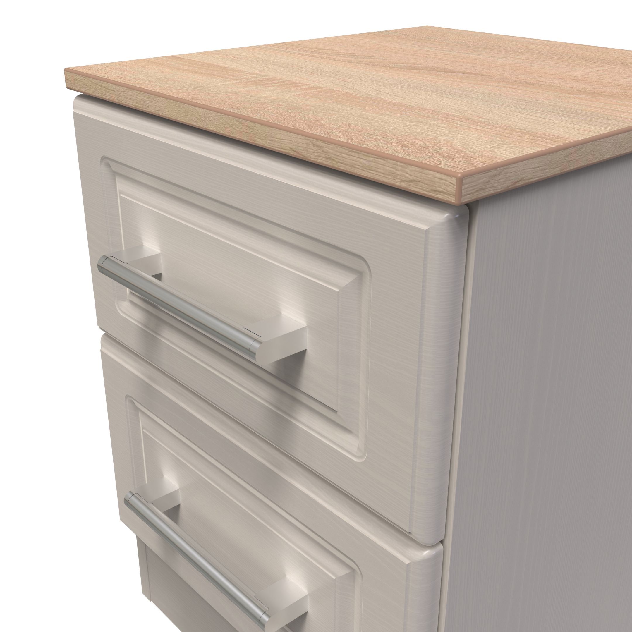 Kent Ready assembled Matt beige light oak effect 2 Drawer Bedside chest (H)505mm (W)395mm (D)415mm