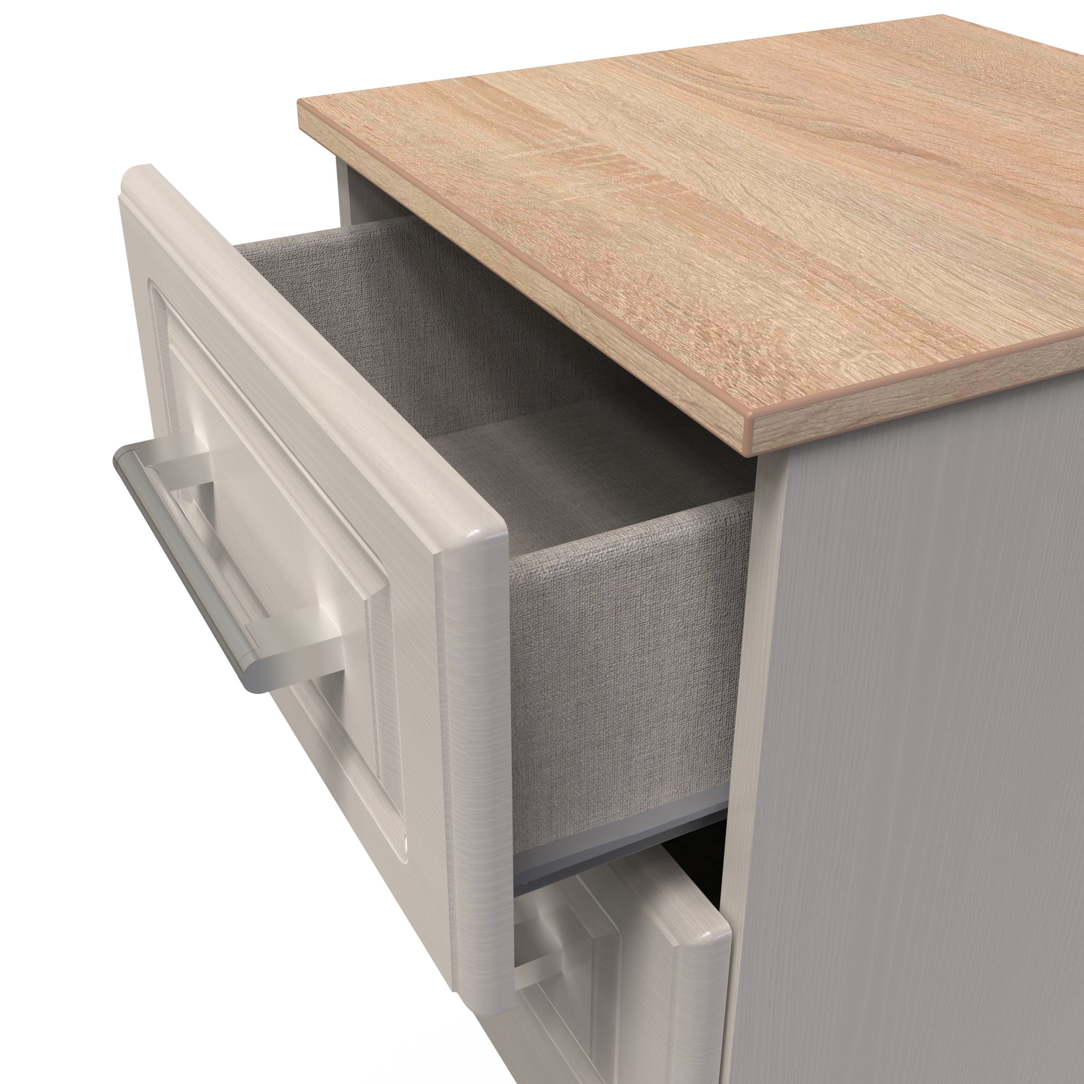 Kent Ready assembled Matt beige light oak effect 2 Drawer Bedside chest (H)505mm (W)395mm (D)415mm