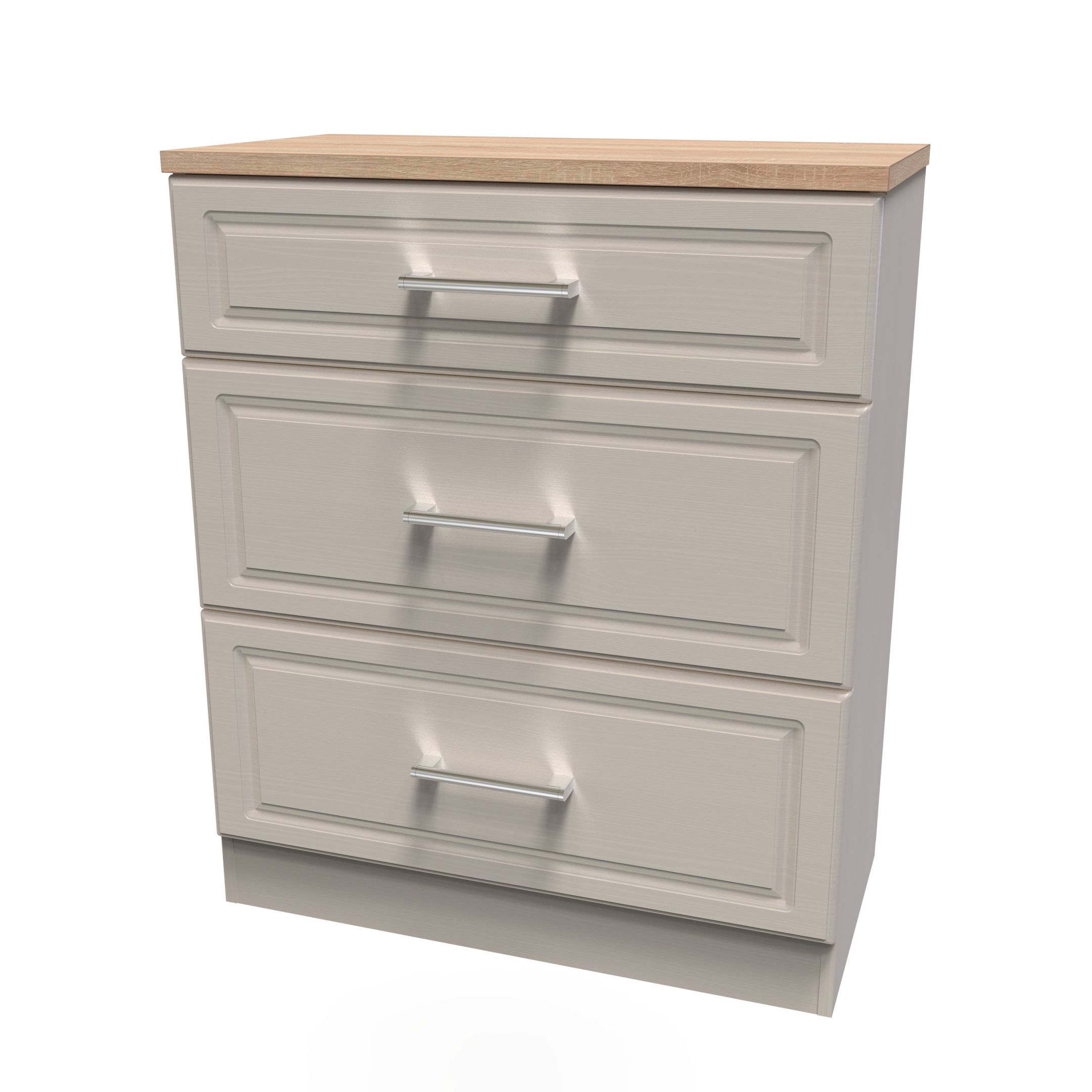 Zorras Matt walnut effect 3 Drawer Industrial Chest of drawers (H)950mm  (W)850mm (D)400mm