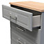 Kent Ready assembled Matt dark grey light oak effect 5 Drawer Chest of drawers (H)1075mm (W)765mm (D)415mm