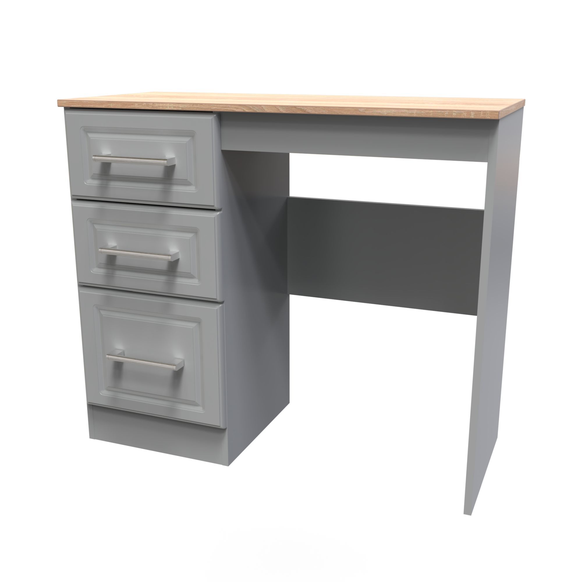 Kent Ready assembled Matt grey light oak effect 3 Drawer Medium Dressing table (H)795mm (W)930mm (D)415mm