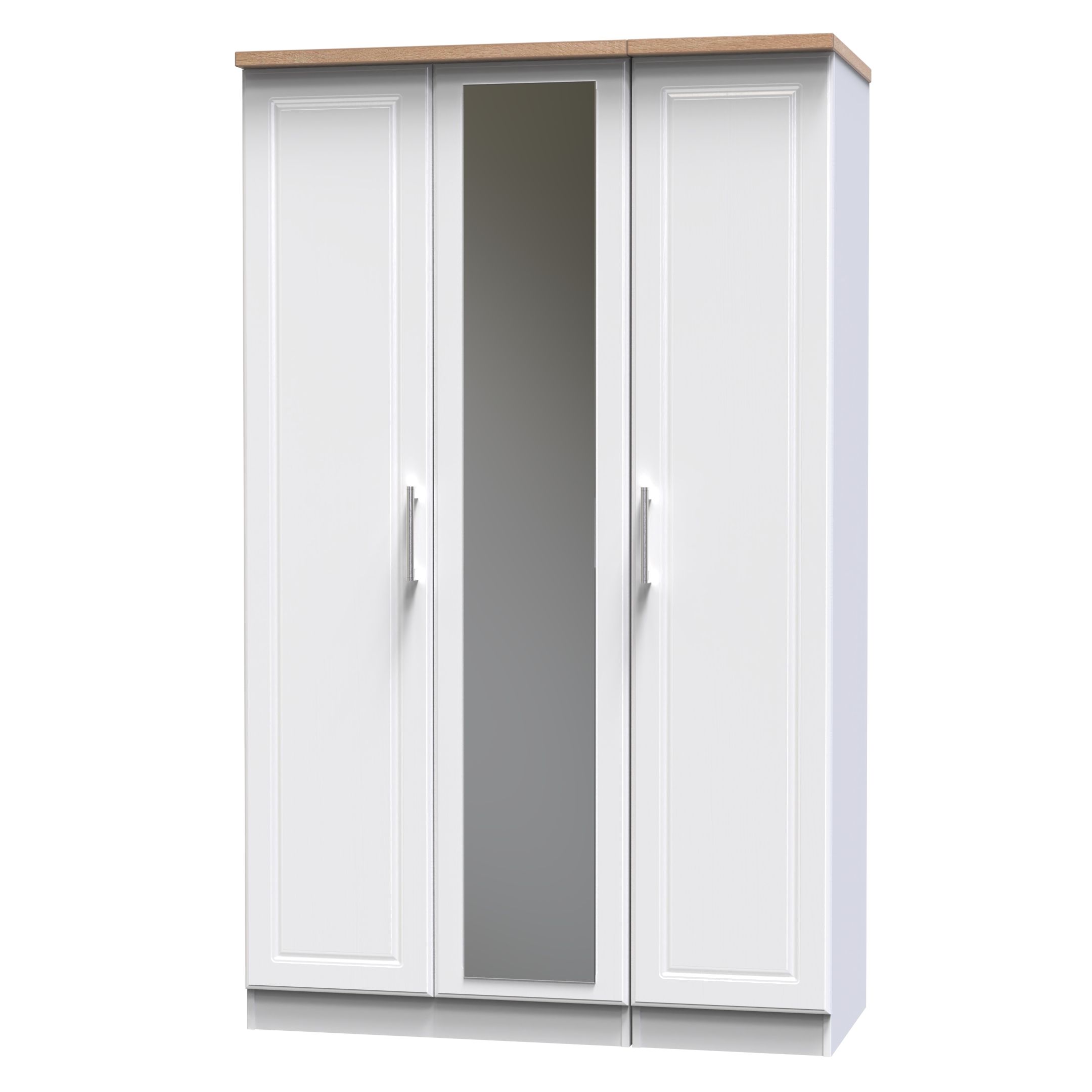 Kent Ready assembled Traditional Matt white & oak Large Triple Wardrobe (H)1825mm (W)1110mm (D)530mm