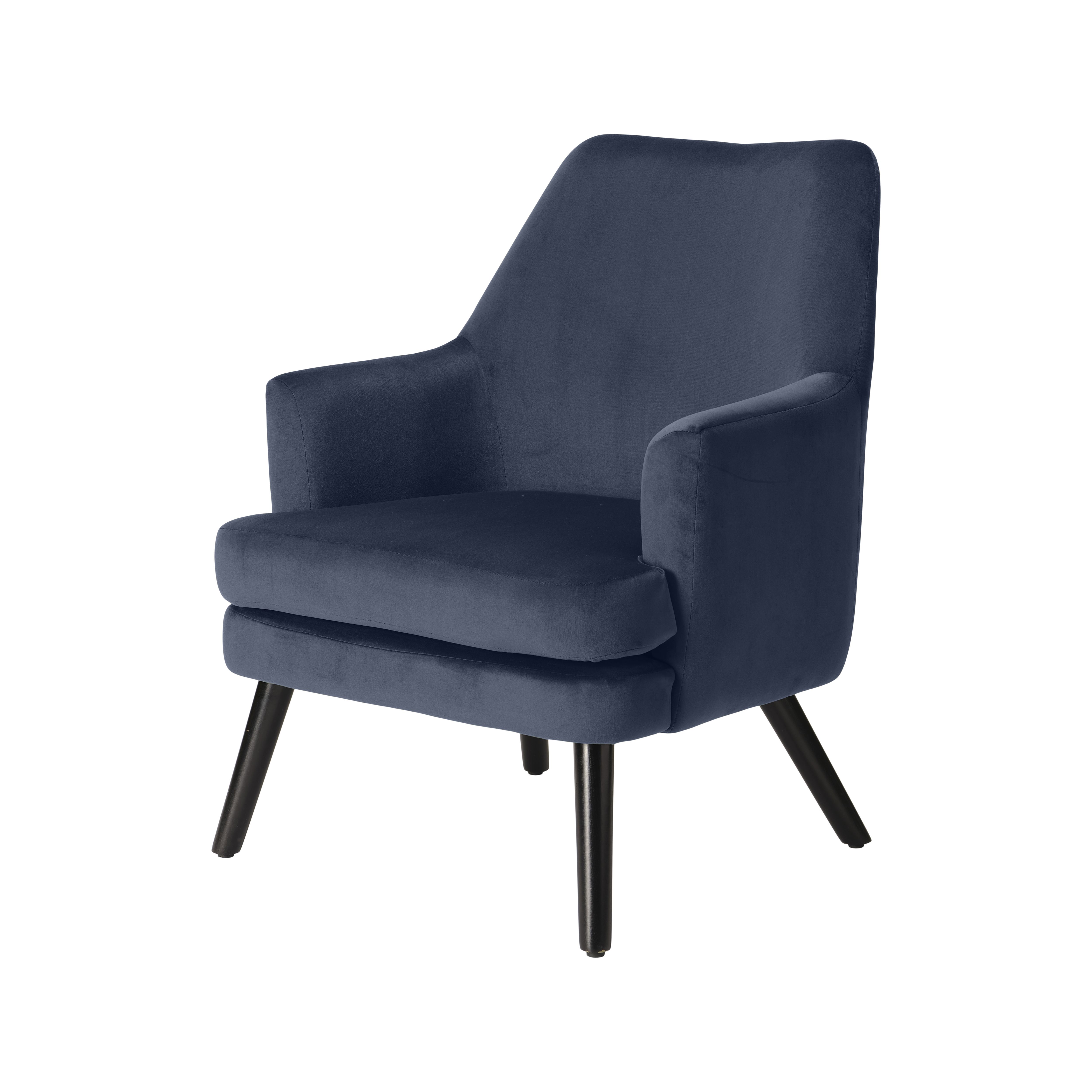 Kenver Dark blue Velvet effect Relaxer chair H 895mm W 720mm D