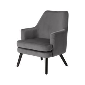 Kenver Dark grey Velvet effect Relaxer chair (H)895mm (W)720mm (D)735mm