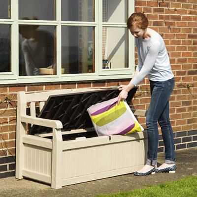 Keter 265L Polypropylene Garden storage box - Beige & brown