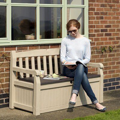 Keter 265L Polypropylene Garden storage box - Beige & brown