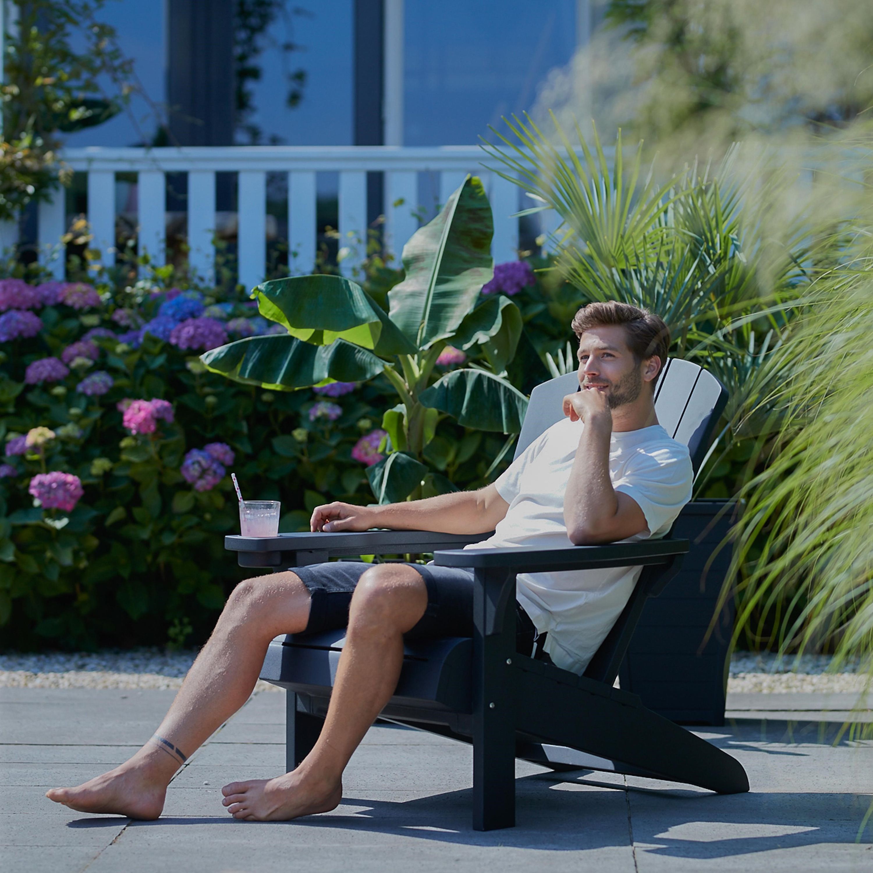 Keter Alpine Adirondack Grey Resin Wood effect Deck chair