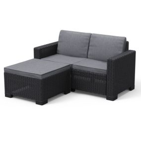 Keter California Balcony Chaise Graphite 2 Seater Garden furniture set with Double sofa & Footstool