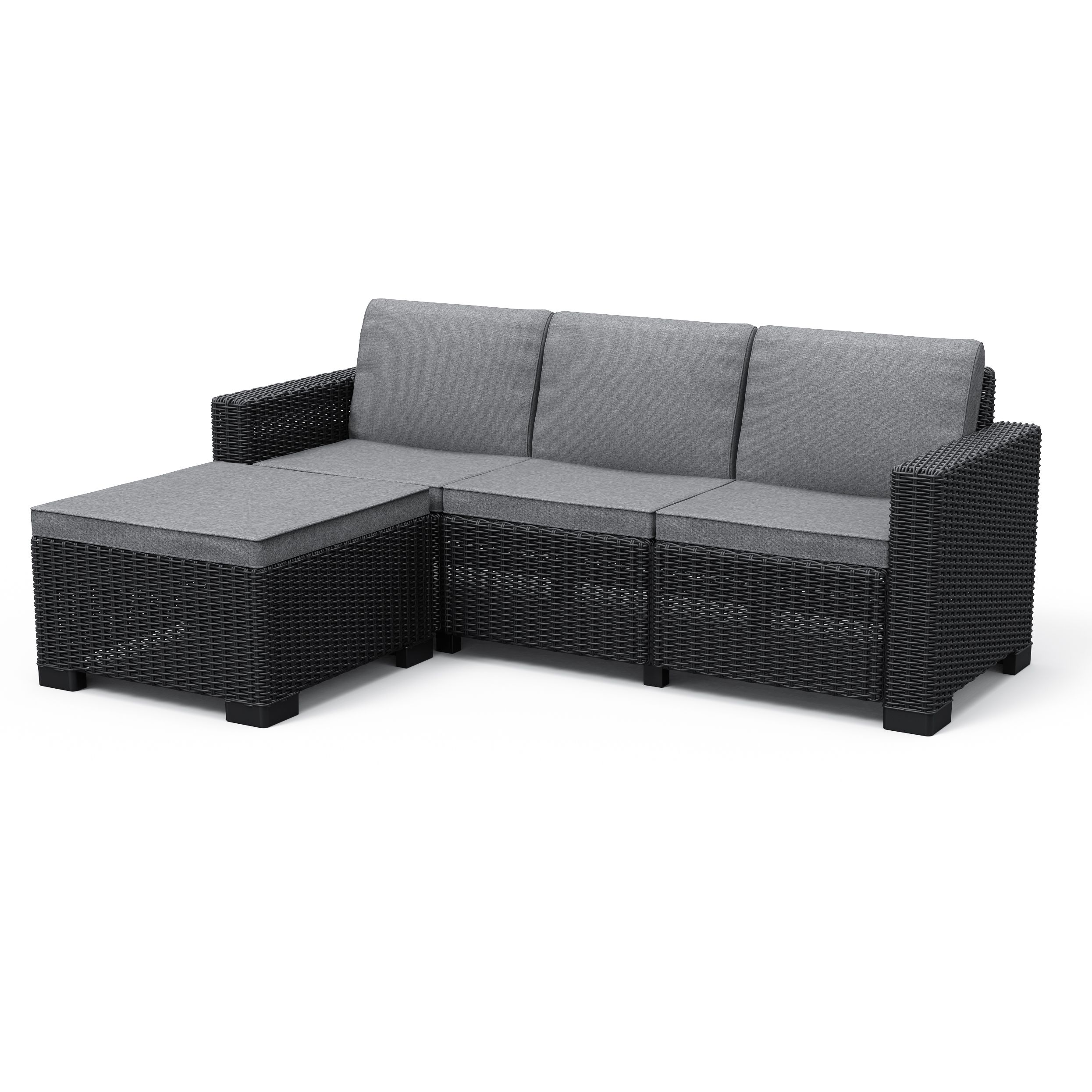 Keter California Chaise Graphite Resin 3 Seater Garden furniture set ...