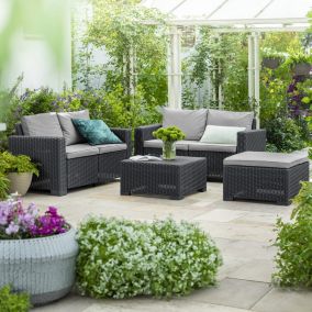 Keter California Graphite 4 Seater Garden furniture set with Double sofa & Footstool
