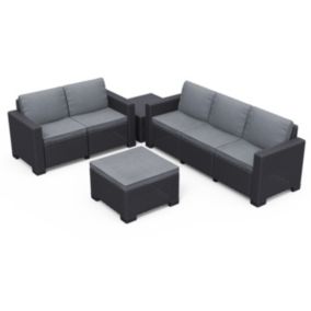 Keter California Graphite 5 Seater Garden furniture set with Footstool