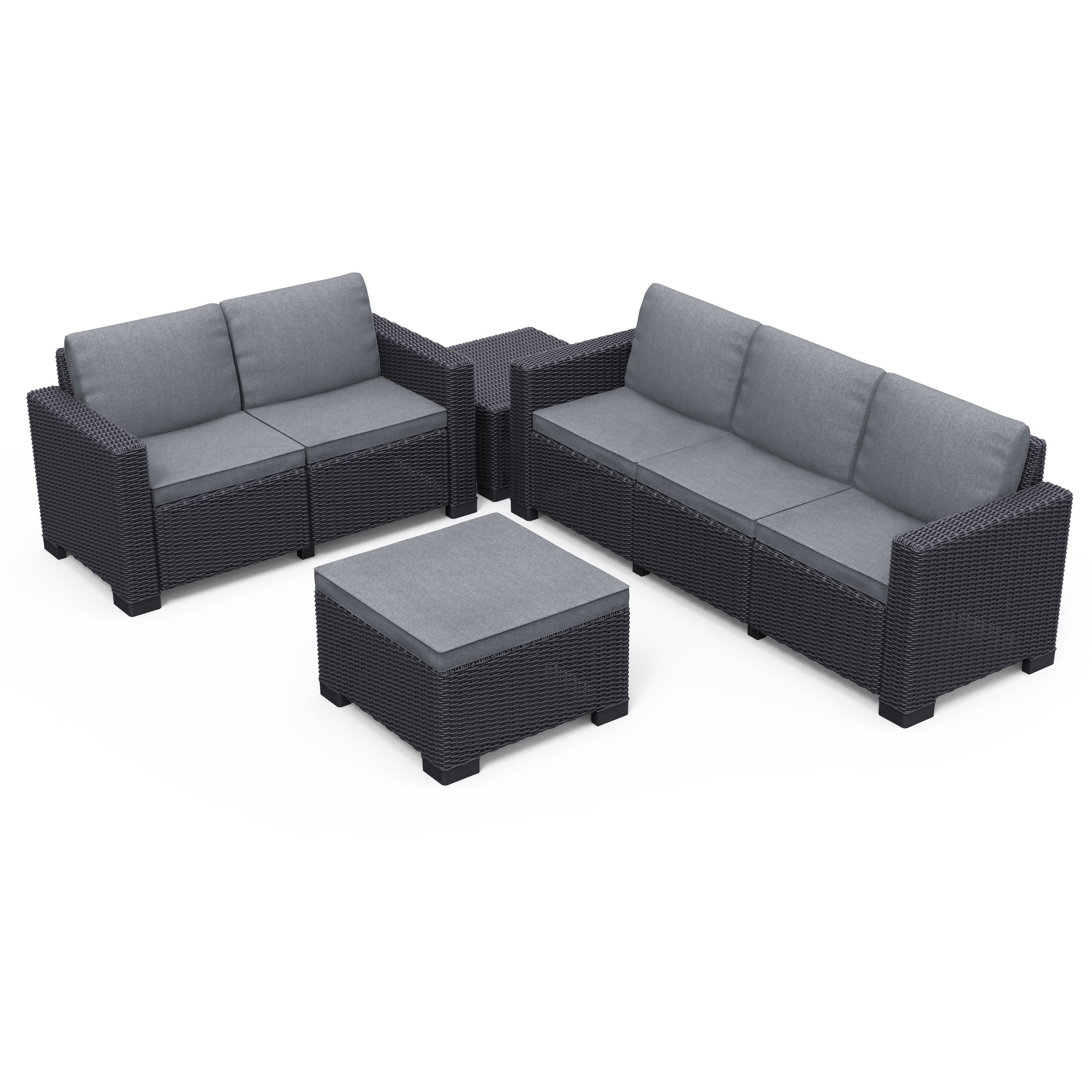 California Graphite Resin 5 Seater Garden furniture set Footstool