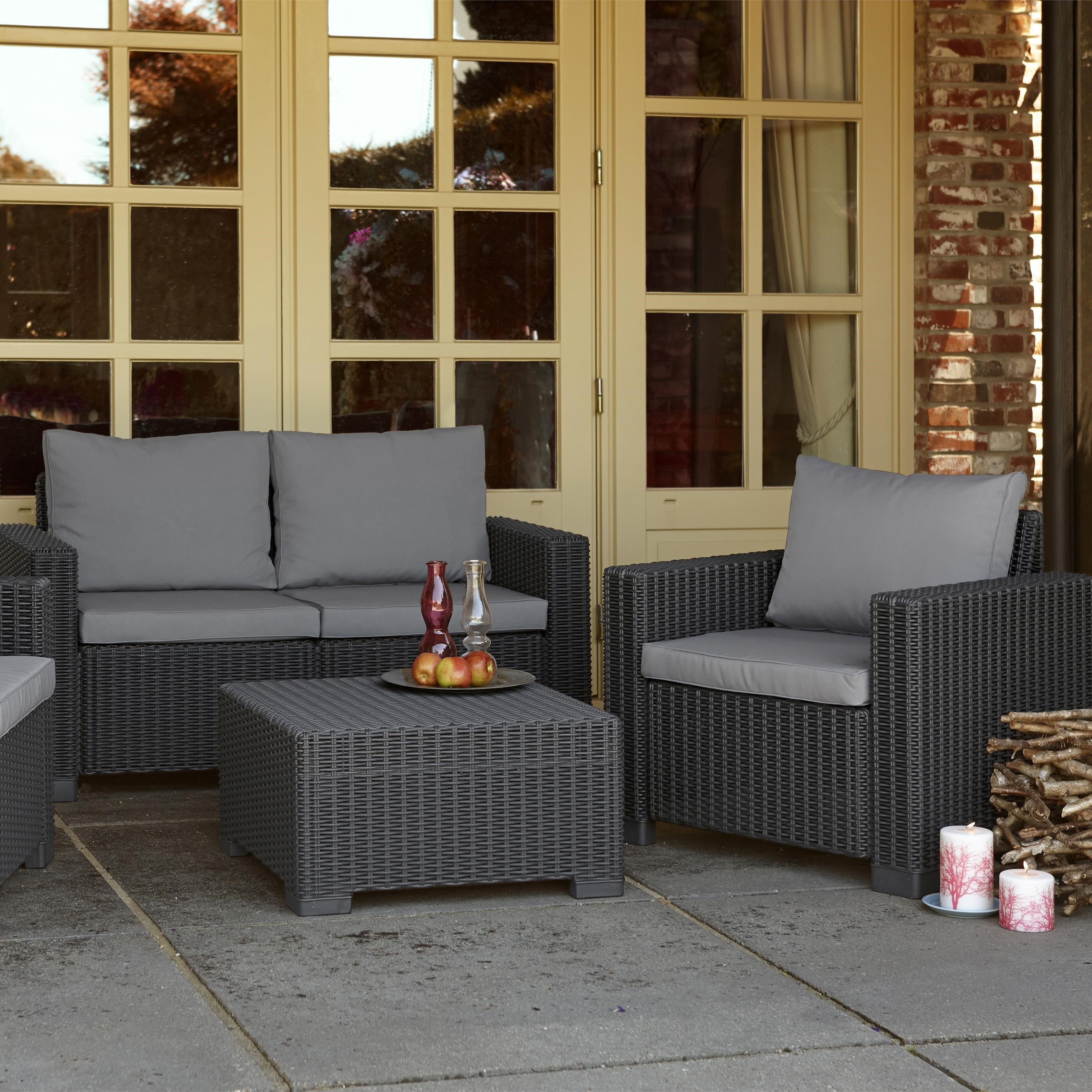 Keter California Grey Rattan effect 4 seater Coffee set