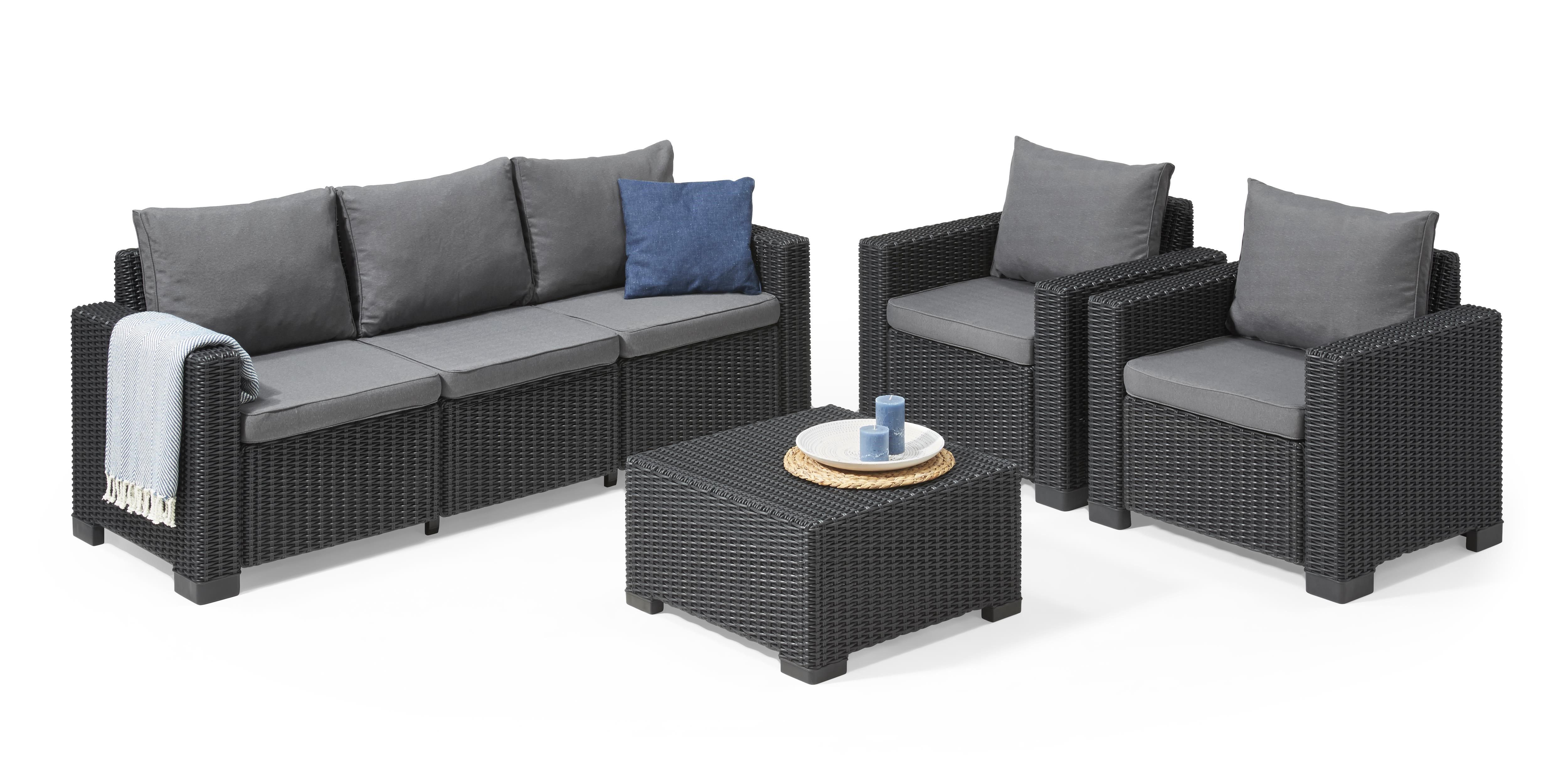 Keter California Grey Rattan effect 5 seater Coffee set
