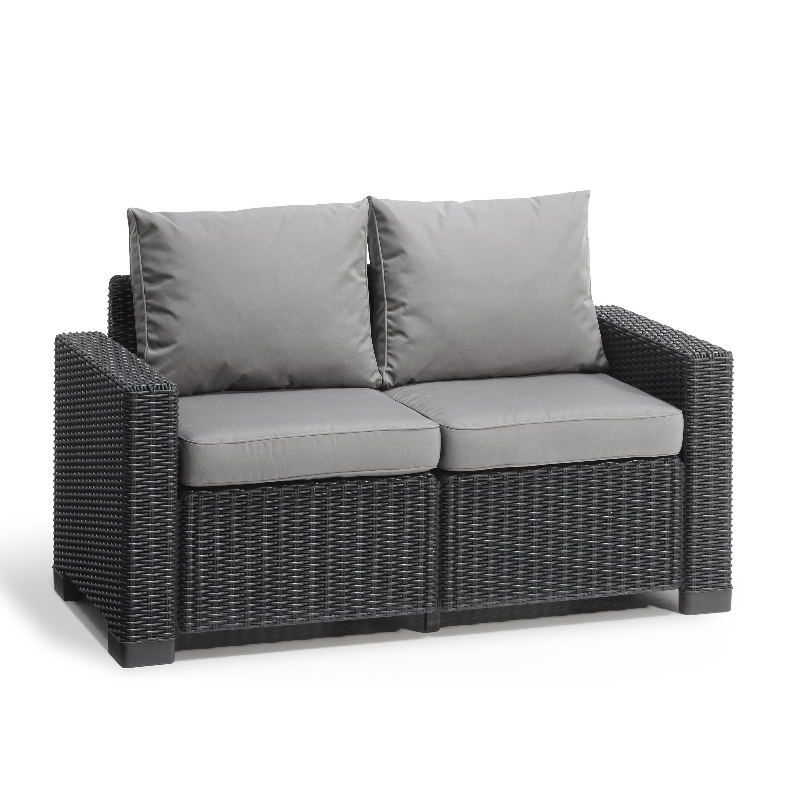 Keter California Rattan effect Graphite Grey 2 Seater Sofa