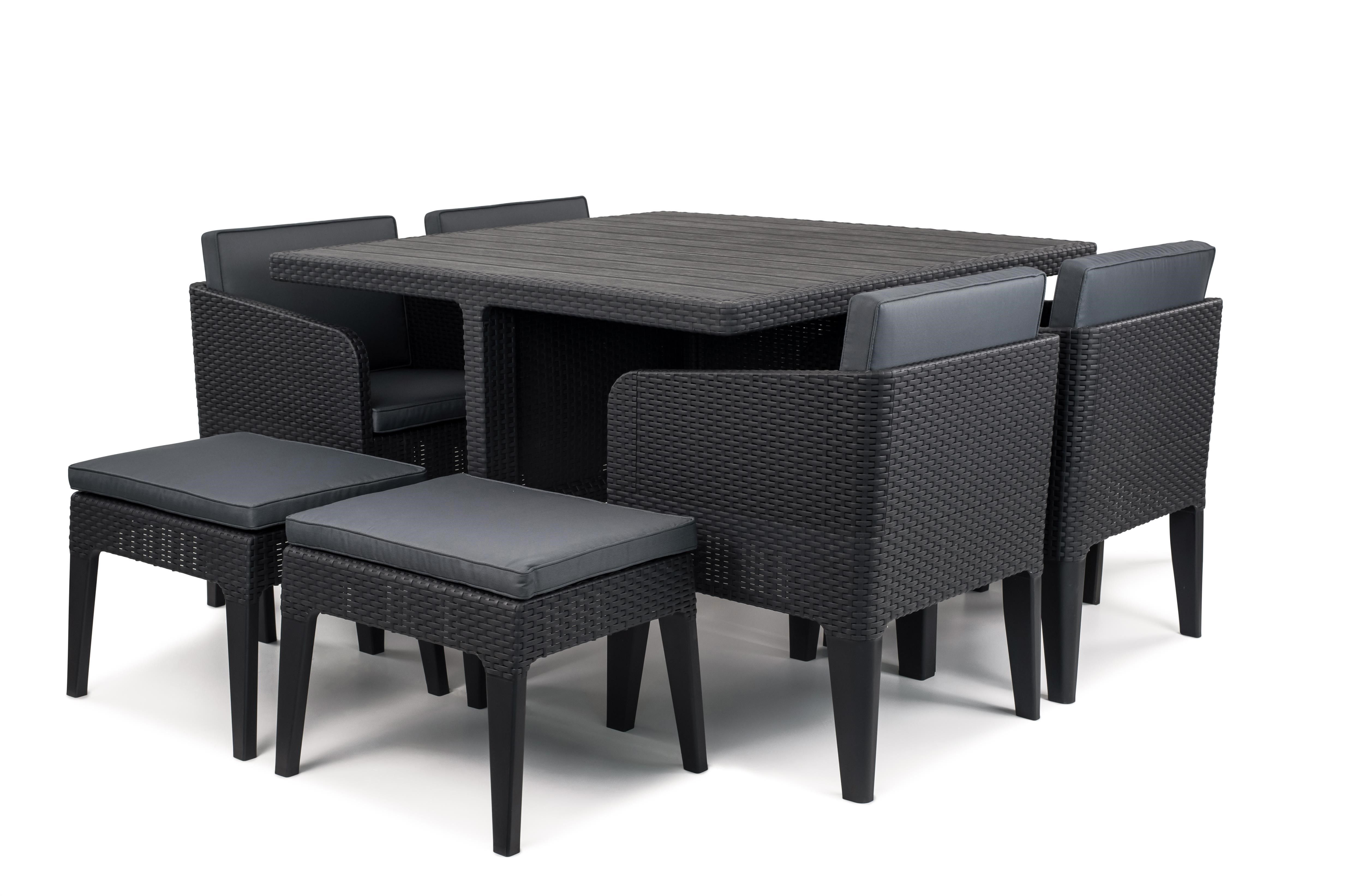 Keter Columbia Grey Rattan effect 8 seater Dining set | DIY at B&Q