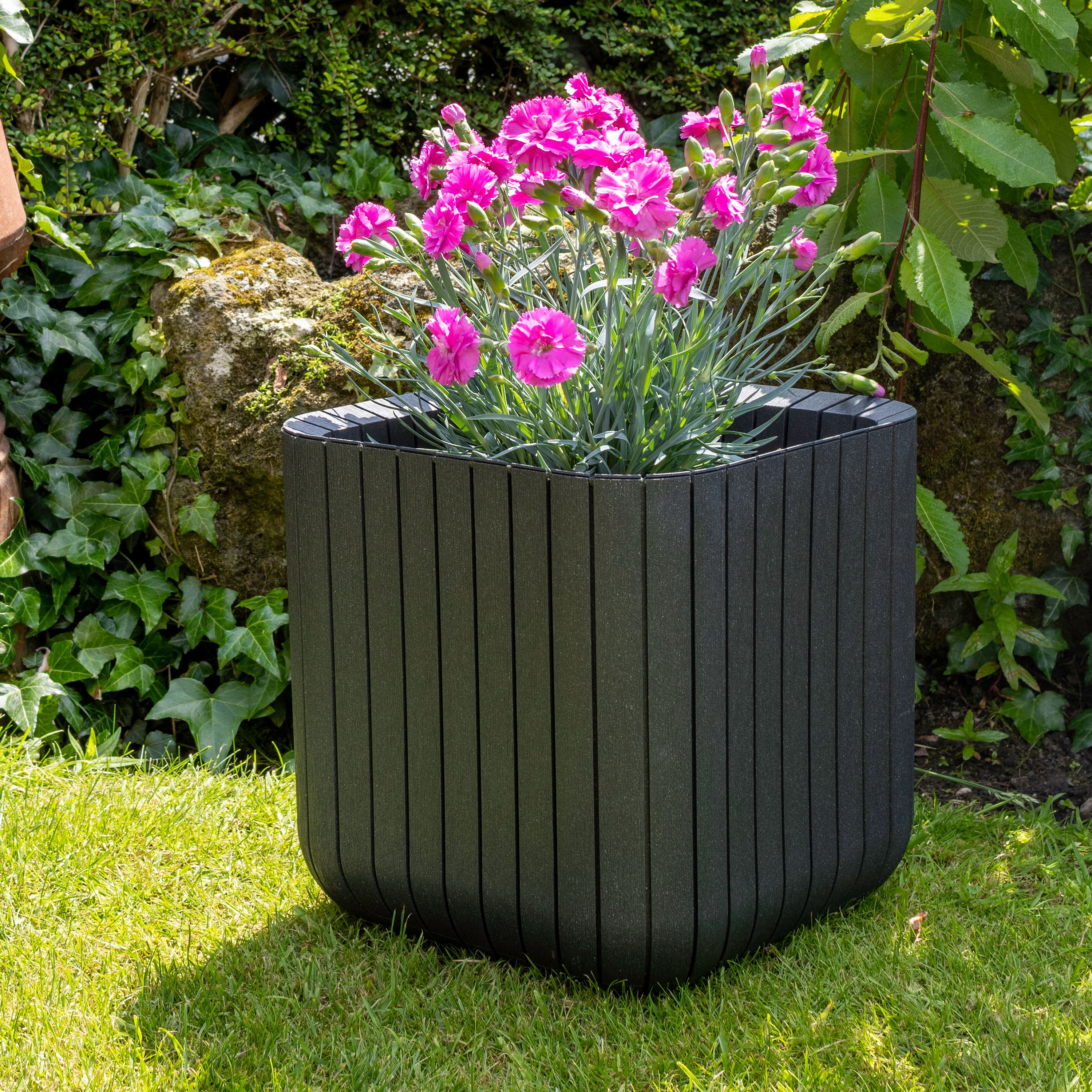Keter Cube Black Plant pot (H)29.7cm, 21.5L