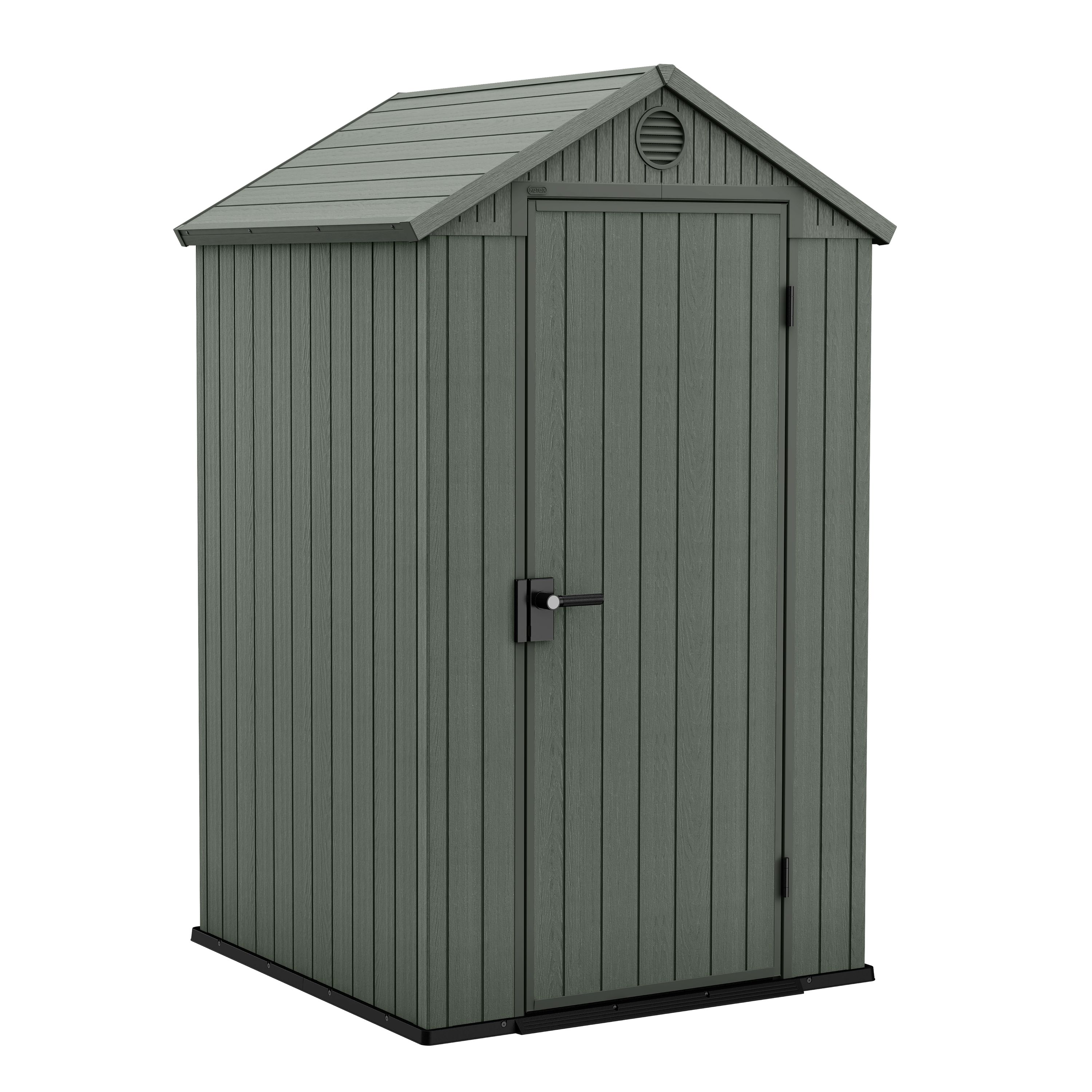 Keter Darwin 4x4 ft Apex Green Plastic Shed with floor (Windowless)