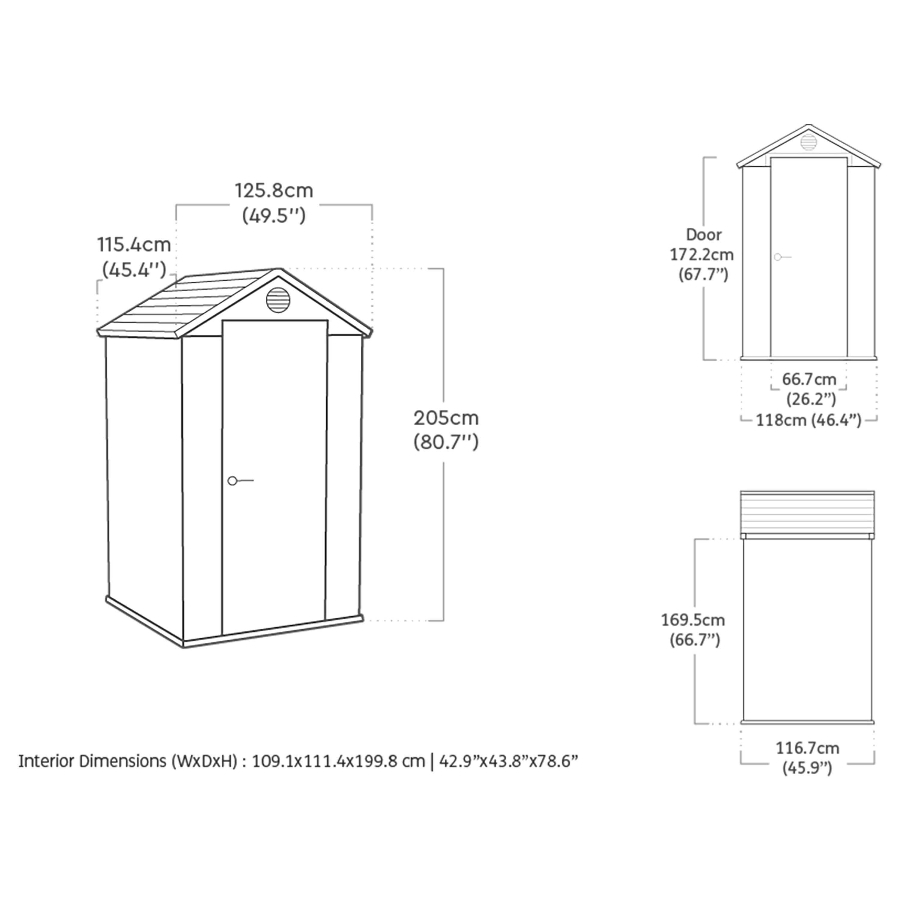Keter Darwin 4x4 ft Apex Green Plastic Shed with floor (Windowless)
