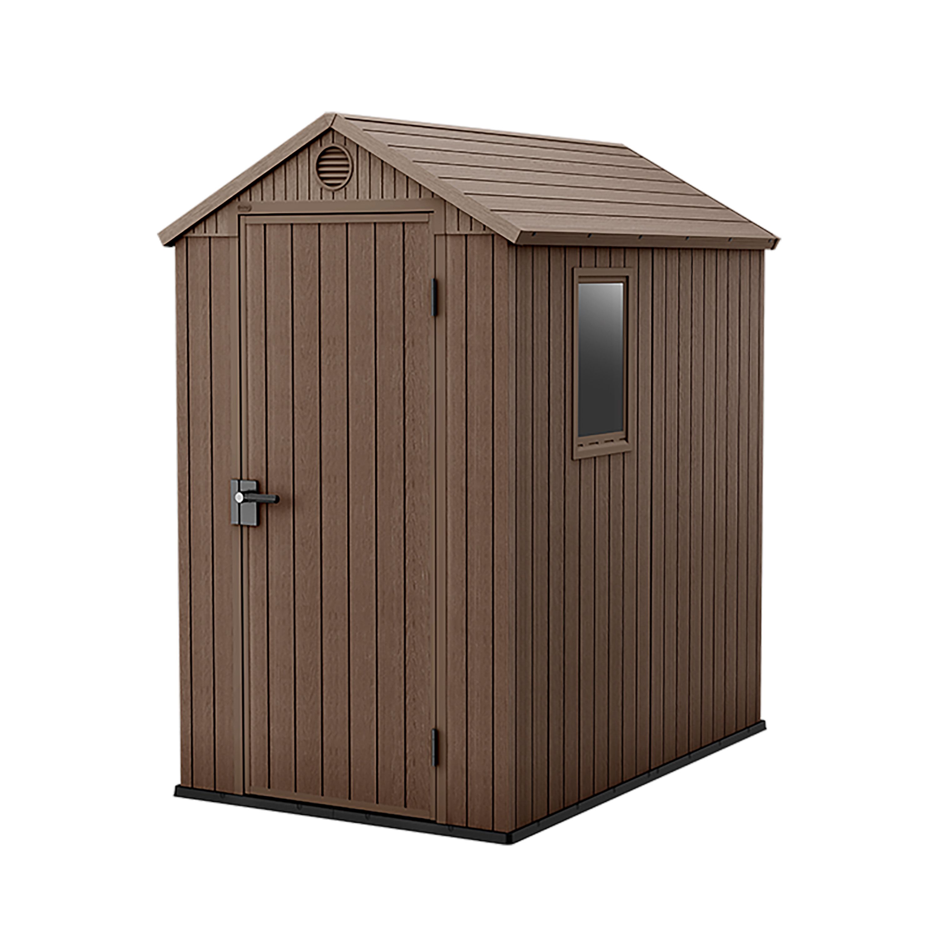 Keter Darwin 6x4 ft Apex Plastic Shed with floor & 1 window (Base included)