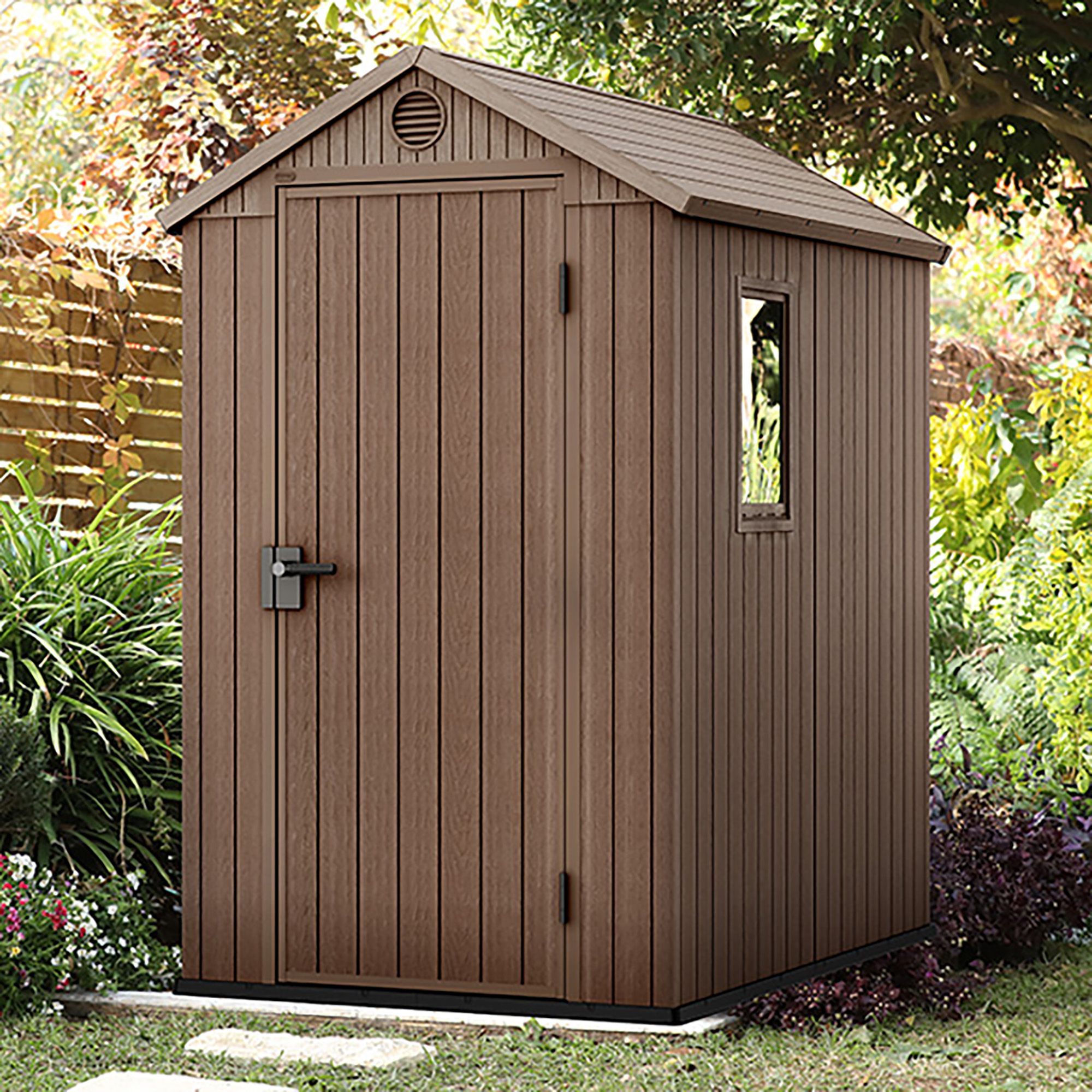 Keter Darwin 6x4 ft Apex Plastic Shed with floor & 1 window (Base included)