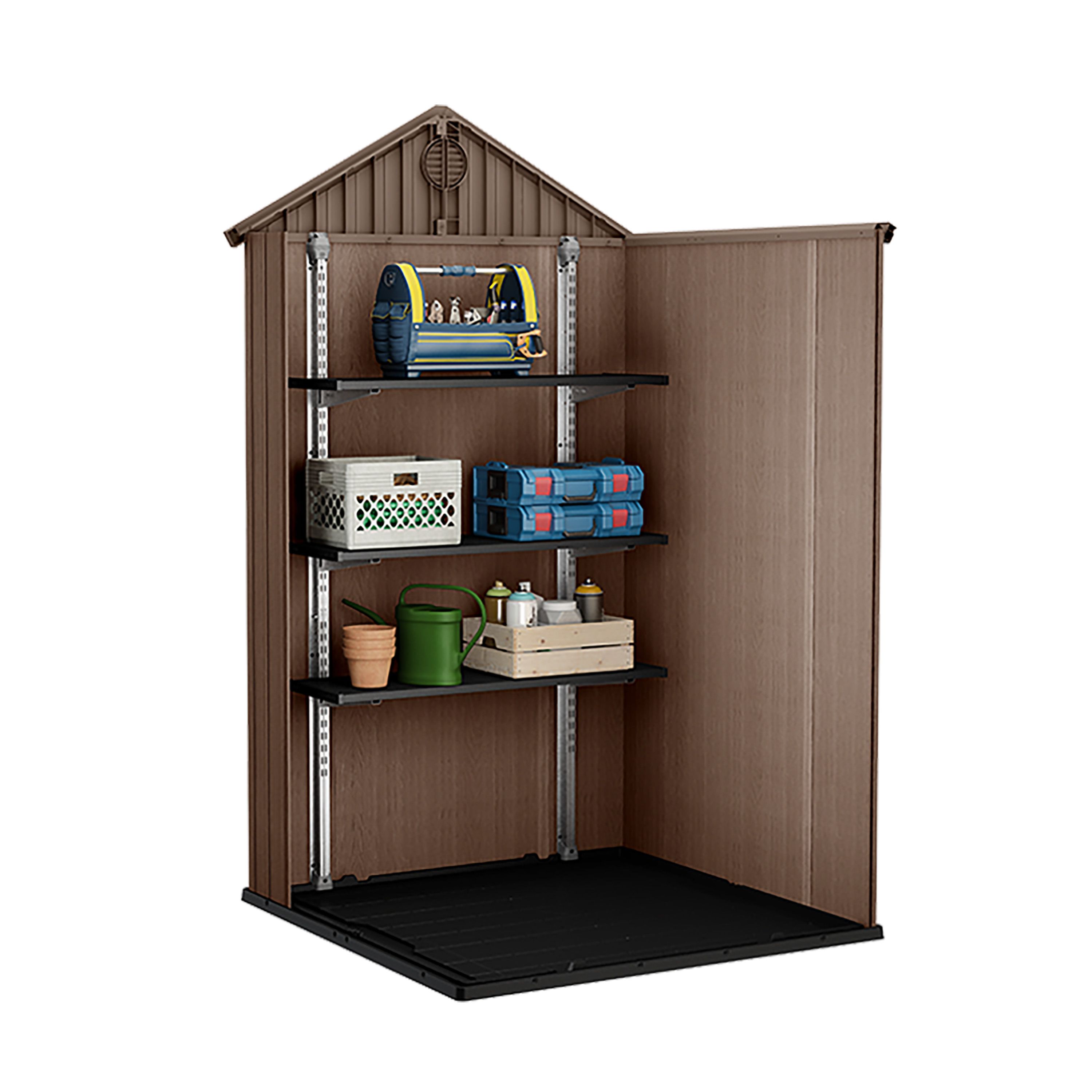 Keter Darwin 6x4 ft Apex Plastic Shed with floor & 1 window (Base included)