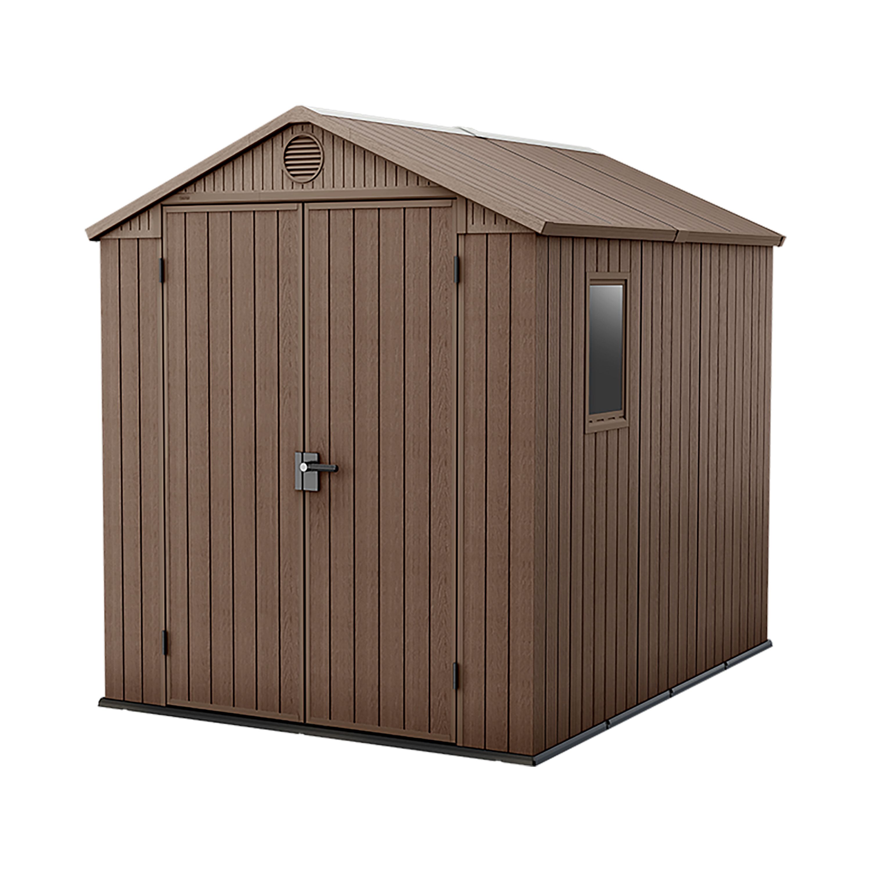 Keter Darwin 8x6 ft Apex 2 door Shed with floor & 1 window (Base included)