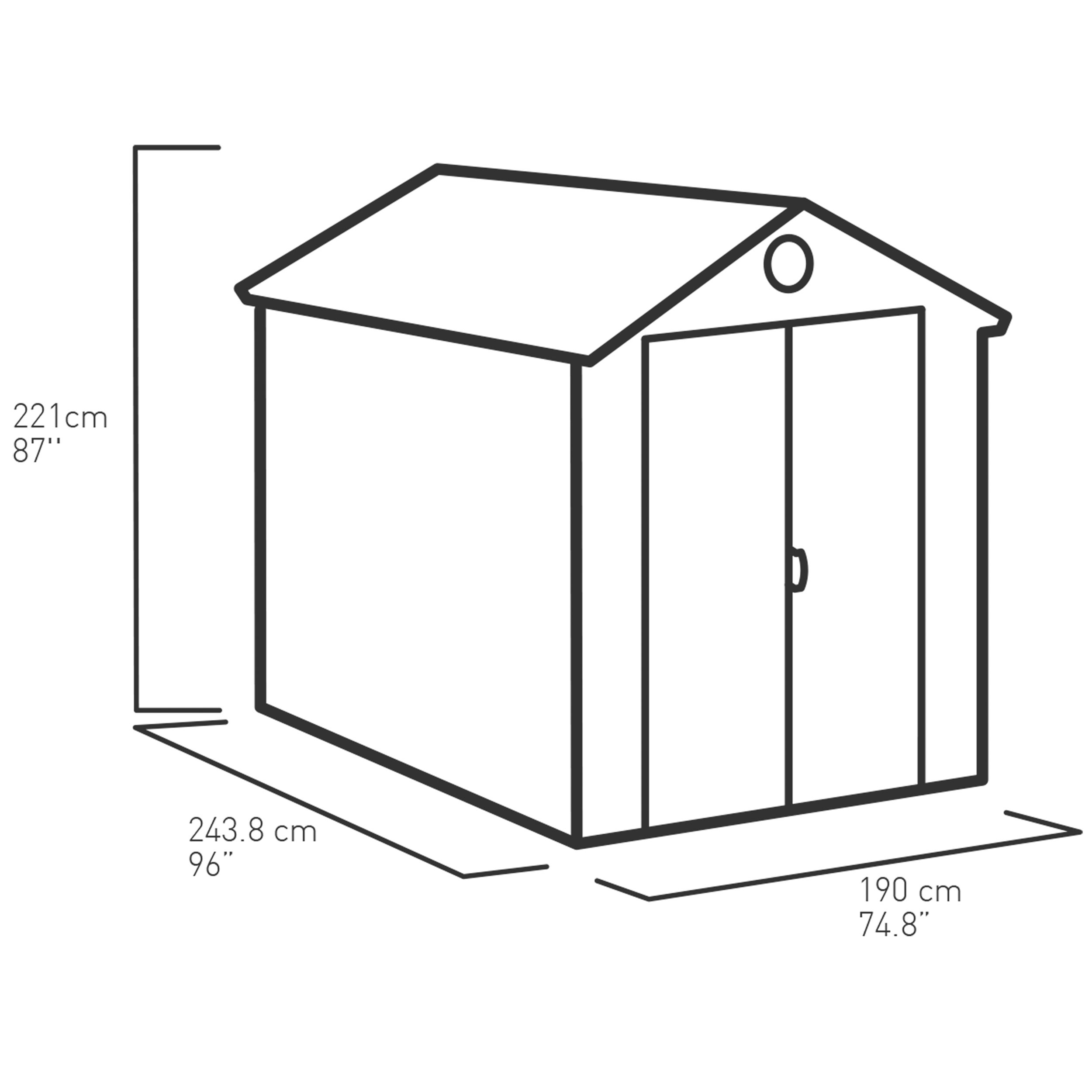 Keter Darwin 8x6 ft Apex Plastic 2 door Shed with floor & 1 window
