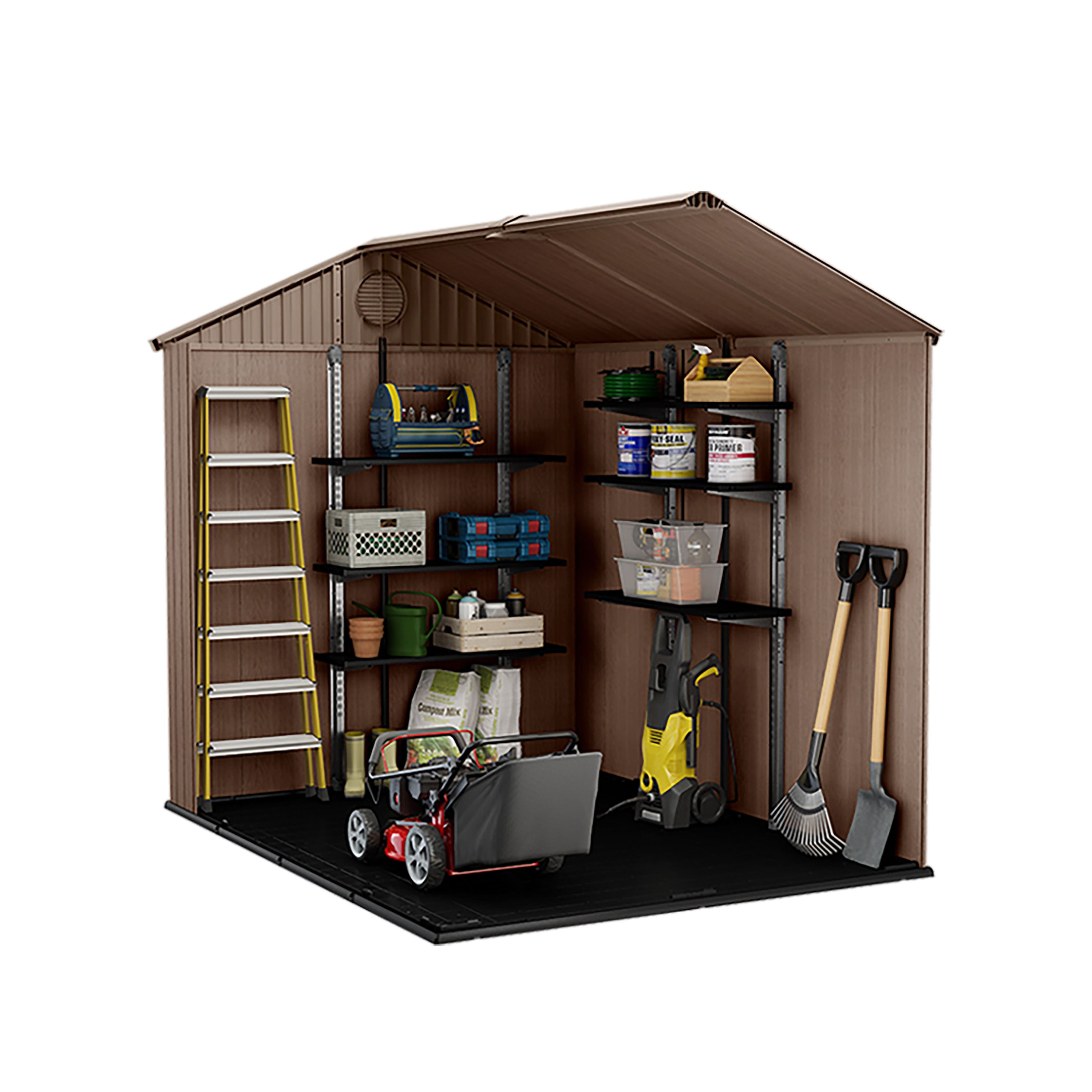Keter Darwin 8x6 ft Apex Plastic 2 door Shed with floor & 1 window