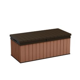 Keter Darwin Wood effect 5x2 Garden storage bench box 380L
